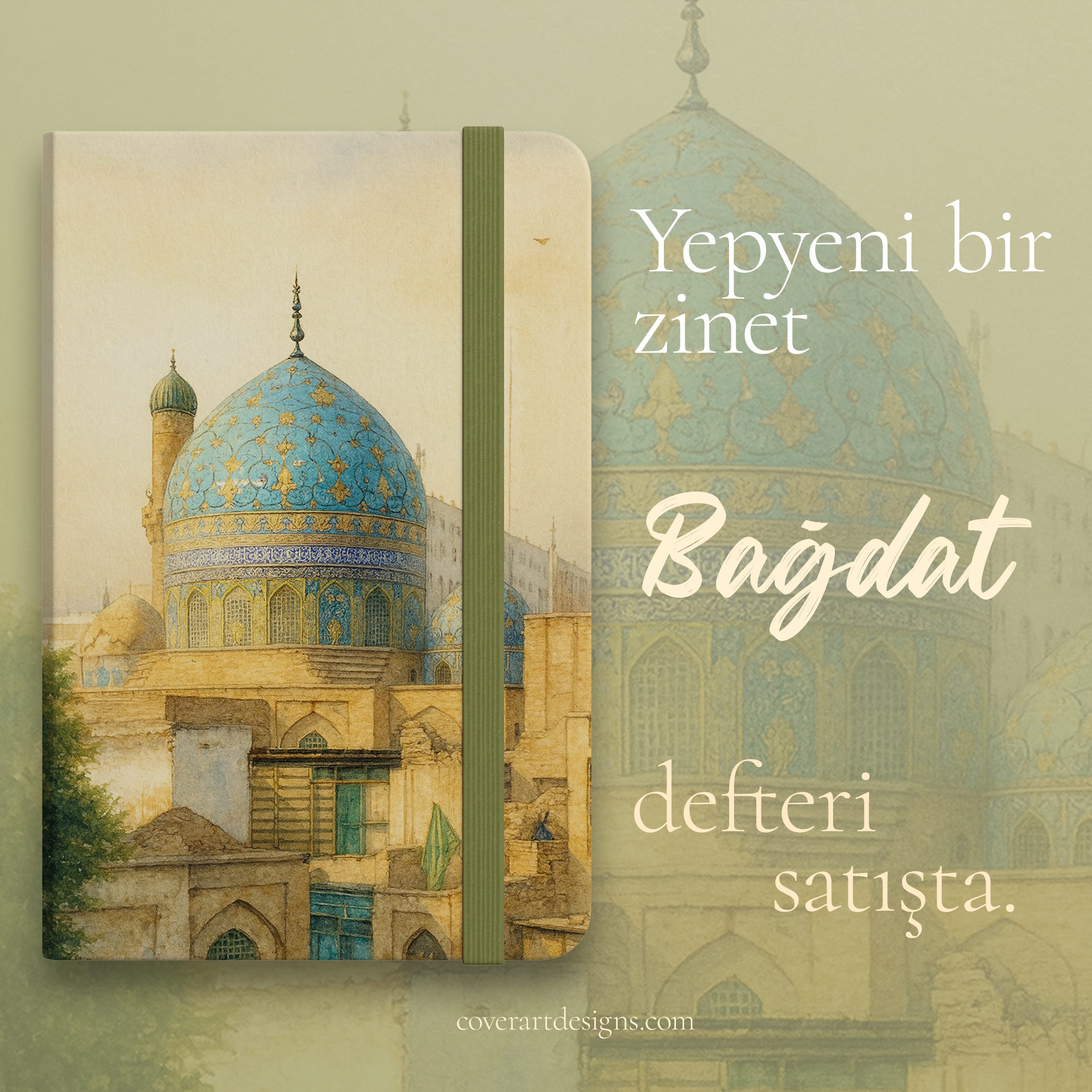 Bağdat Tasvirli Ciltli Defter (13x20 cm, 192 Sayfa, Sert Kapak, Kitap Ayracı Hediyeli)