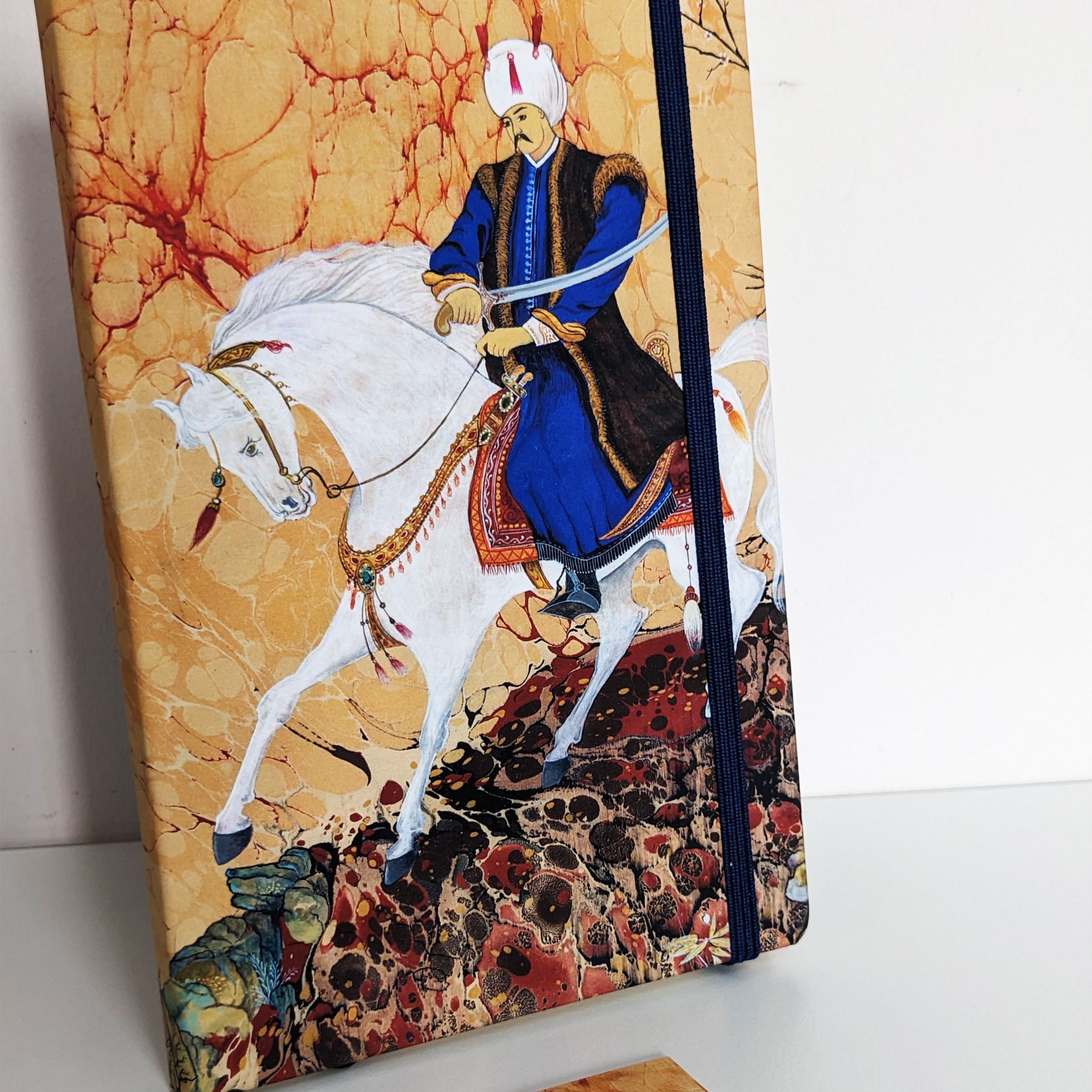 Yavuz Sultan Selim El Yapımı Ciltli Defter Sert Kapak 192 Sayfa Telifli Sanat Eseri Minyatürlü Kapak