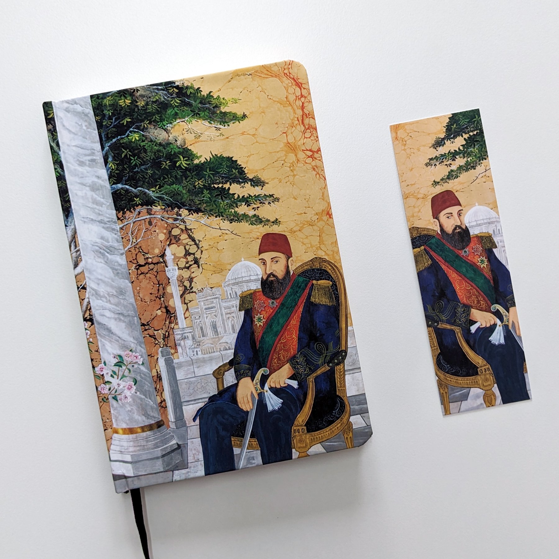 Sultan II. Abdülhamid El Yapımı Ciltli Defter Sert Kapak 192 Sayfa Telifli Sanat Eseri Minyatürlü