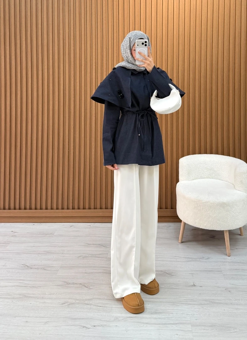 LOUNCH PELERİNLİ CEKET LACİVERT