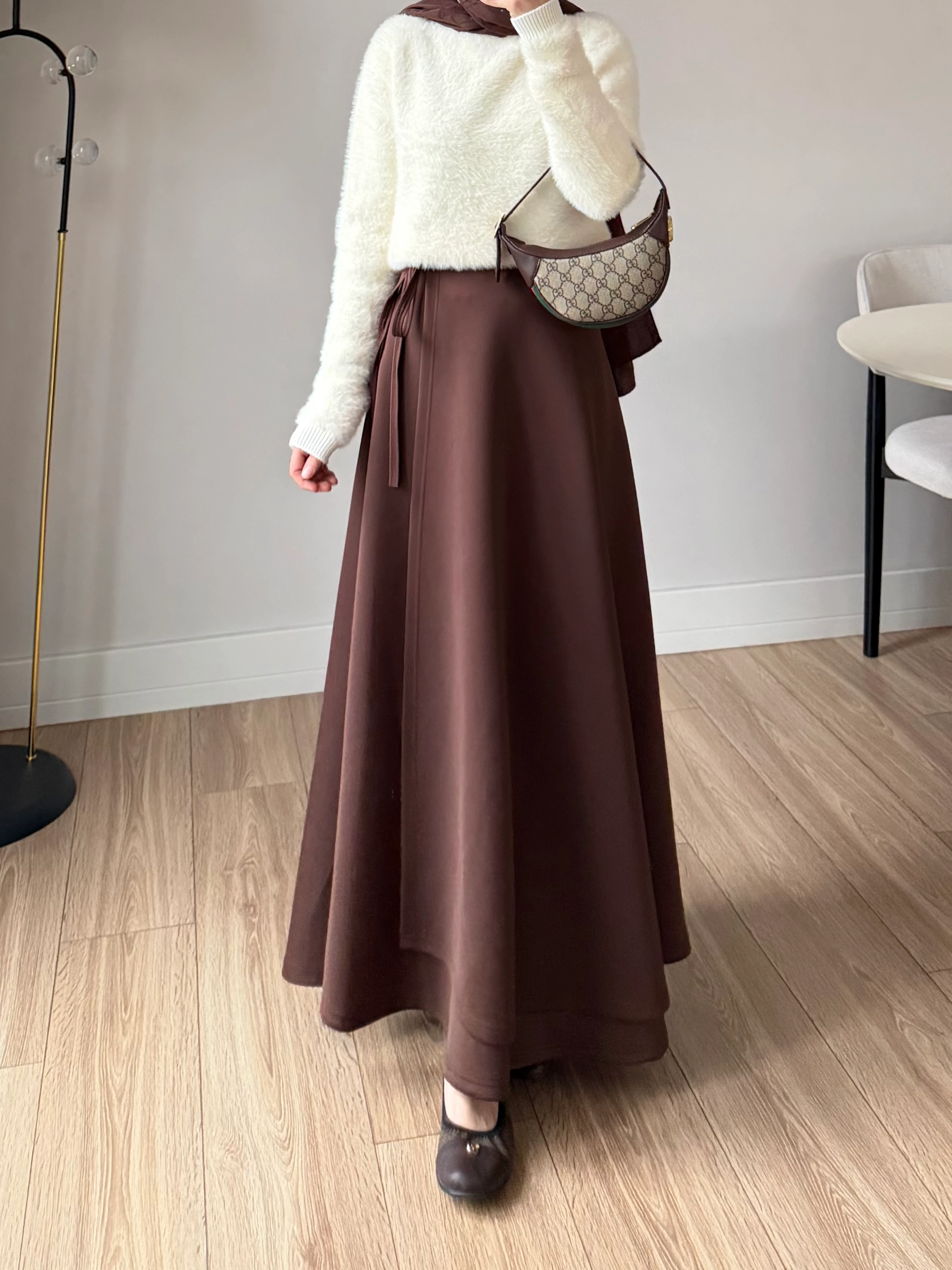 SECİTA BAĞLAMALI SCUBA ETEK KAHVE