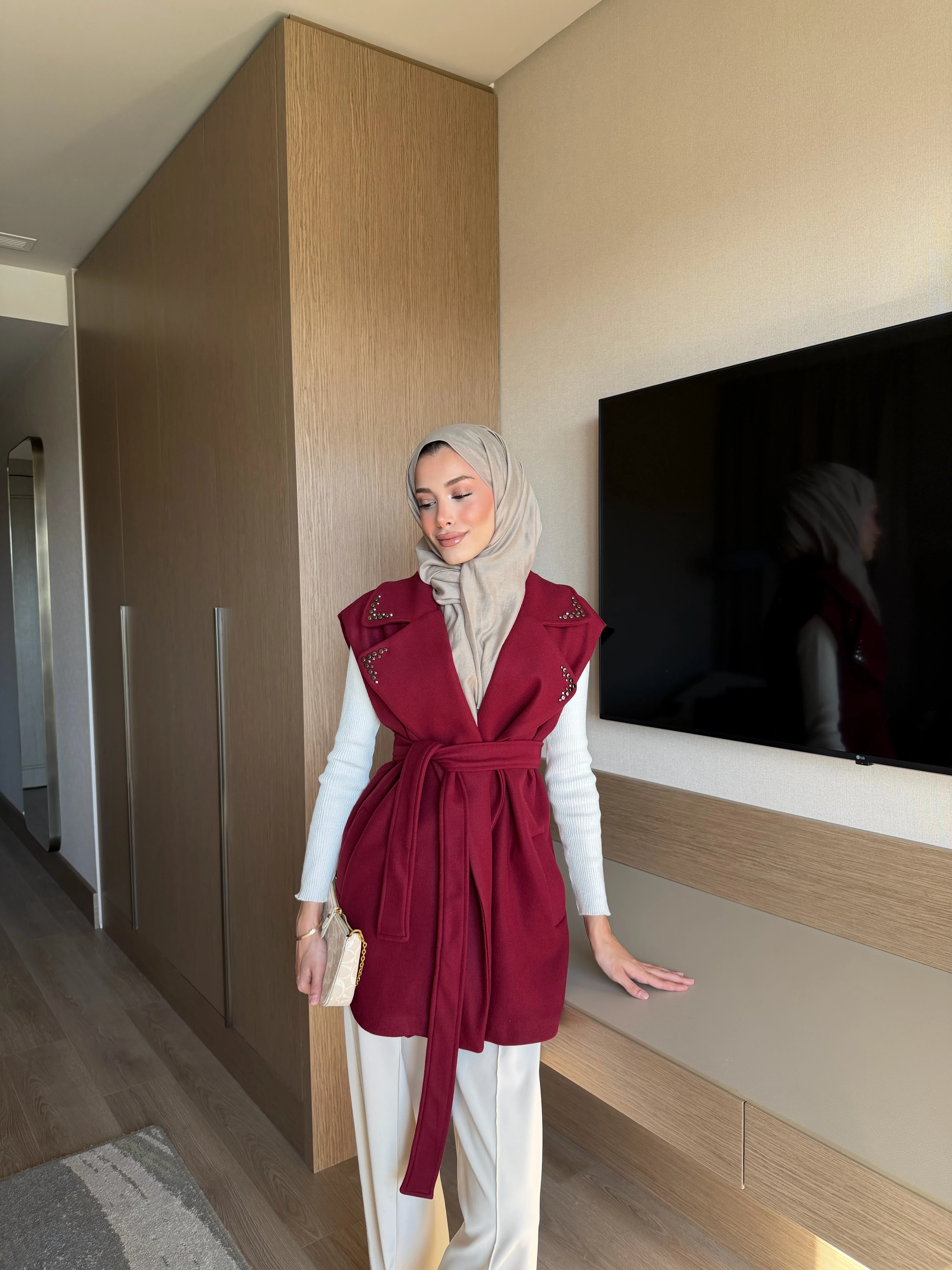 SOLLY KAŞE YELEK BORDO