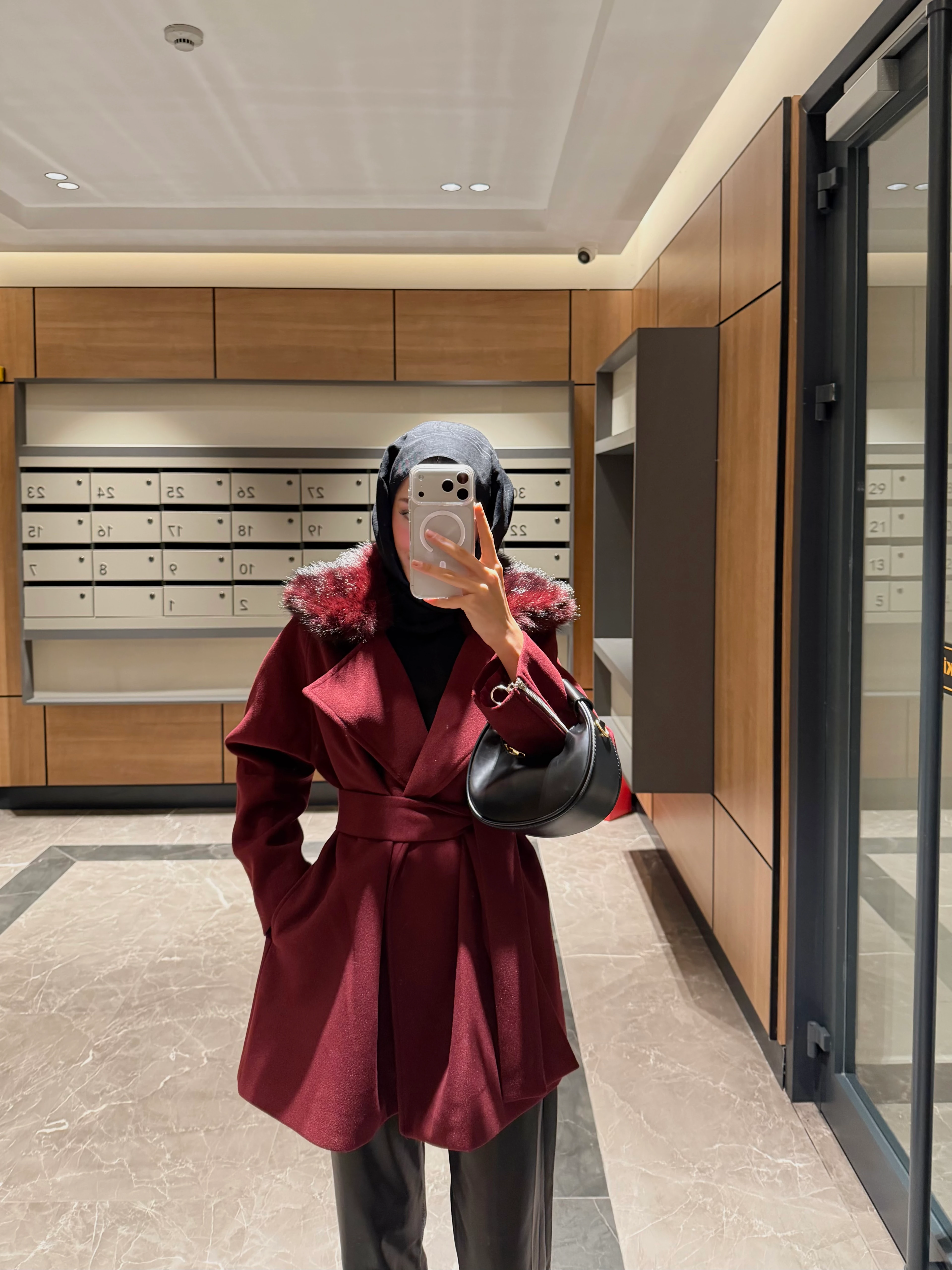 PREMİUM KÜRKLÜ KABAN BORDO