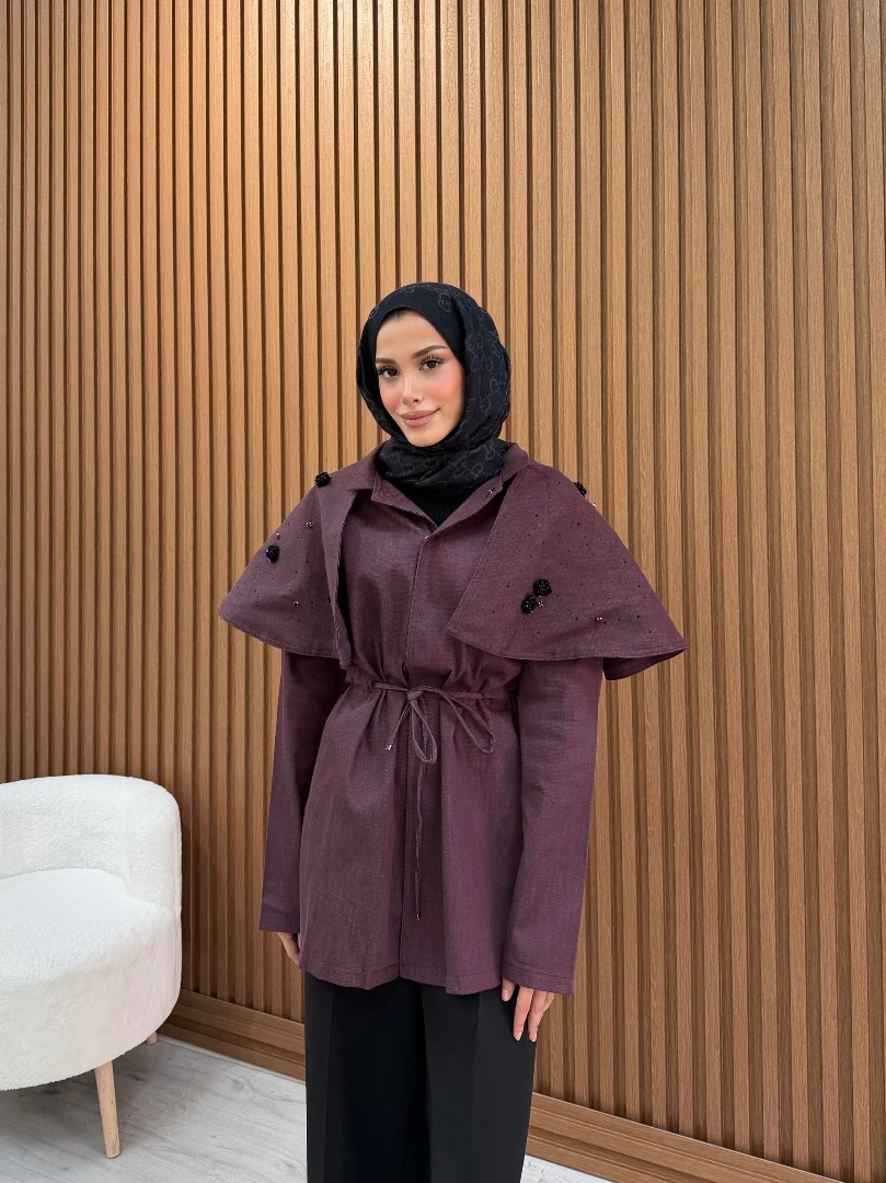 LOUNCH PELERİN DETAYLI CEKET MÜRDÜM