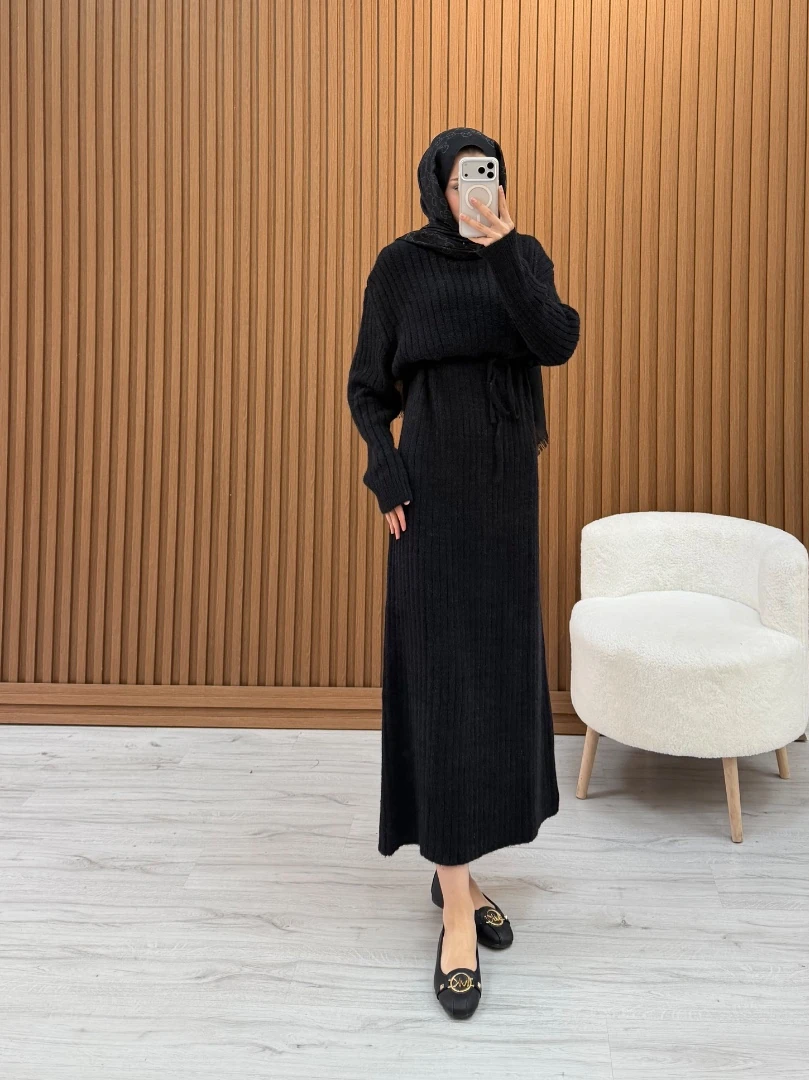 PELUSH ELBİSE SİYAH