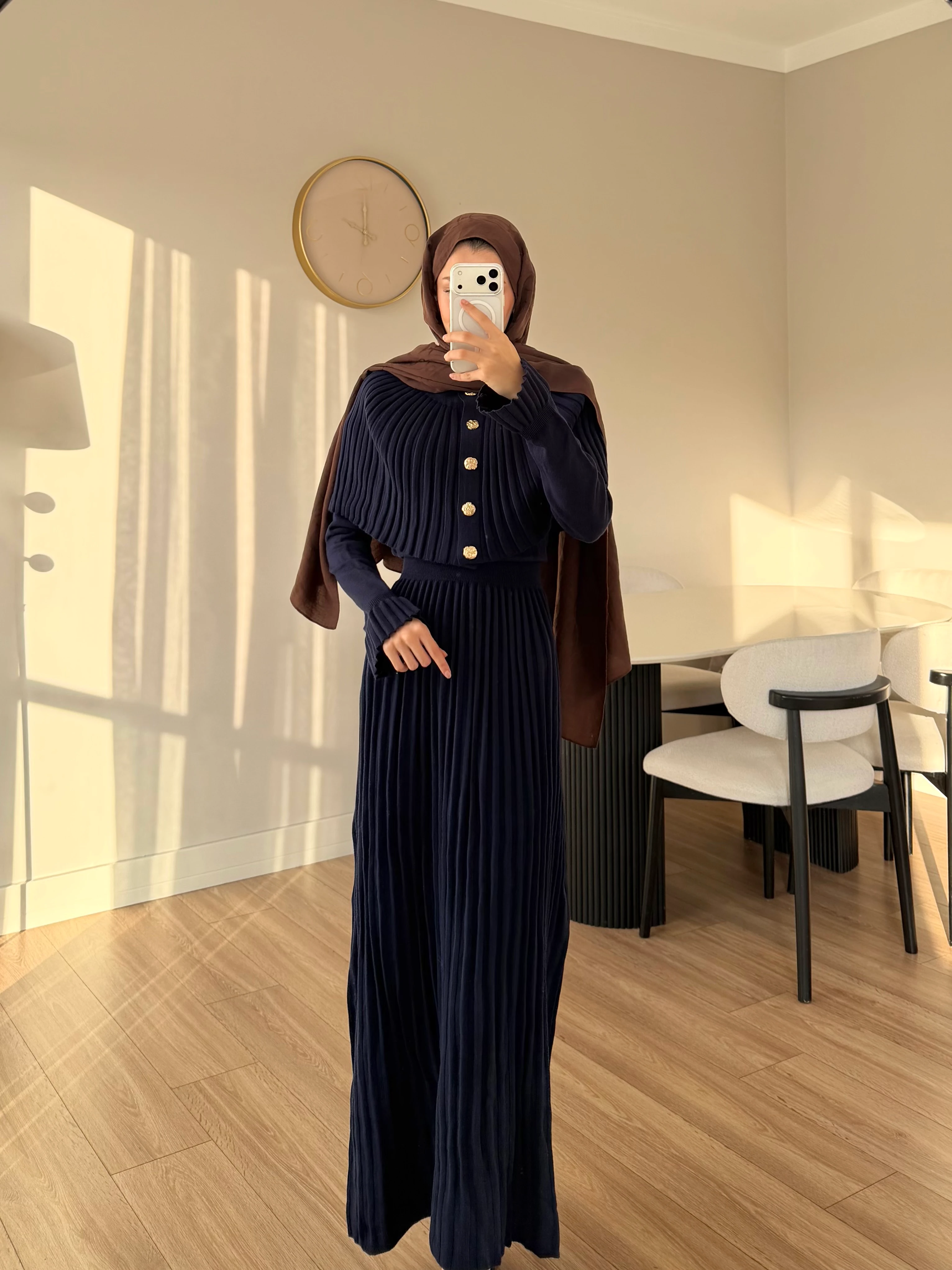 PELERİN DETAY ELBİSE LACİVERT