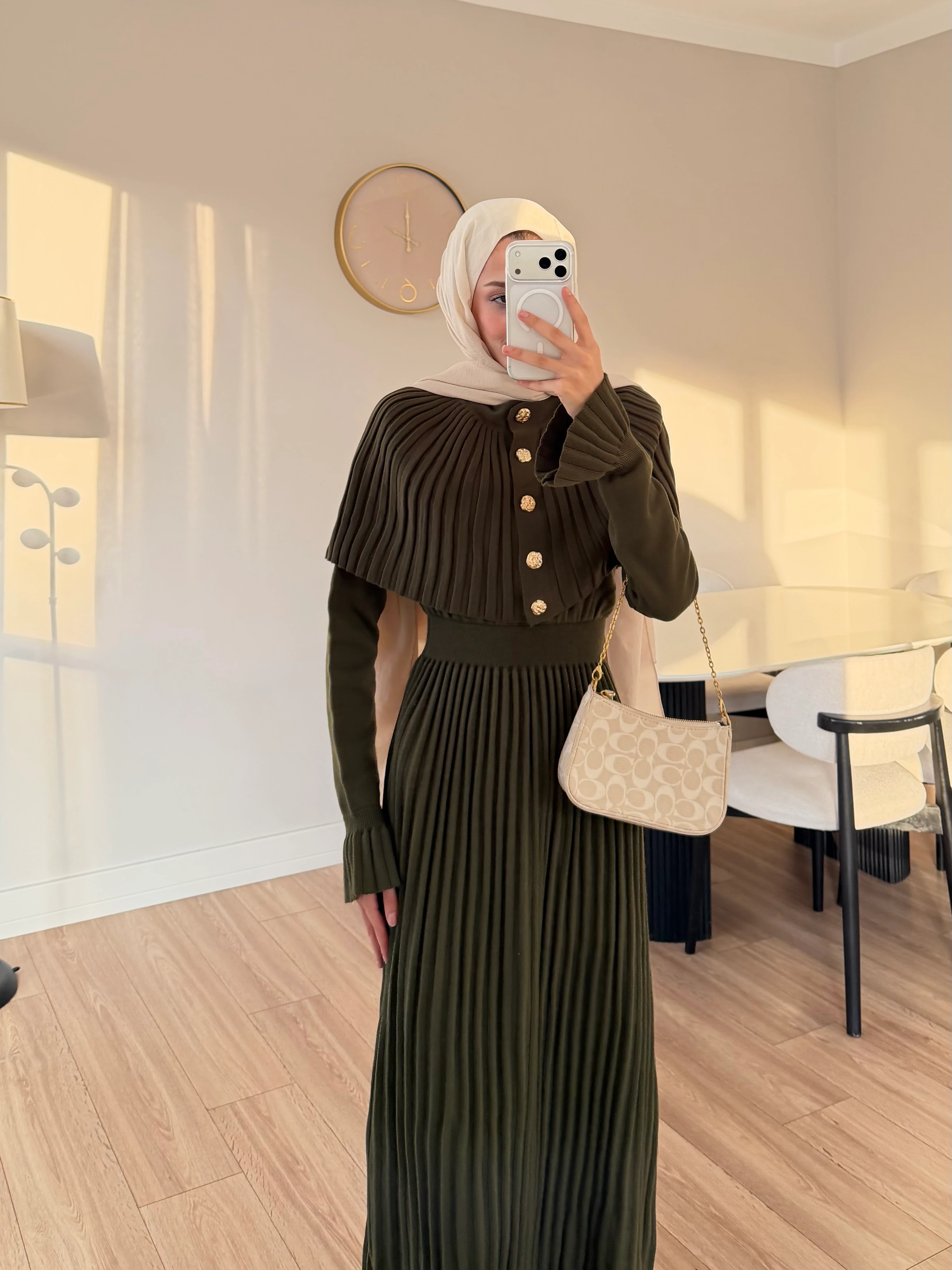 PELERİN DETAY ELBİSE HAKİ