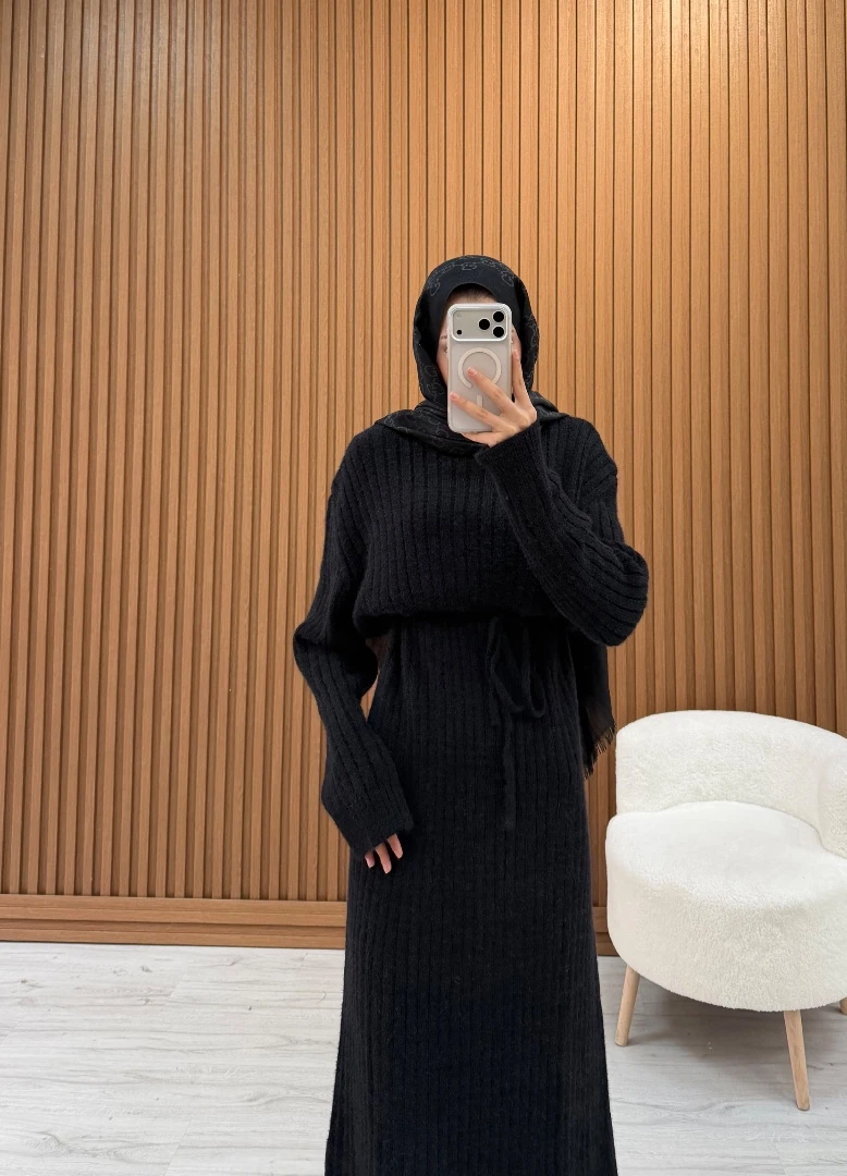 PELUSH ELBİSE SİYAH