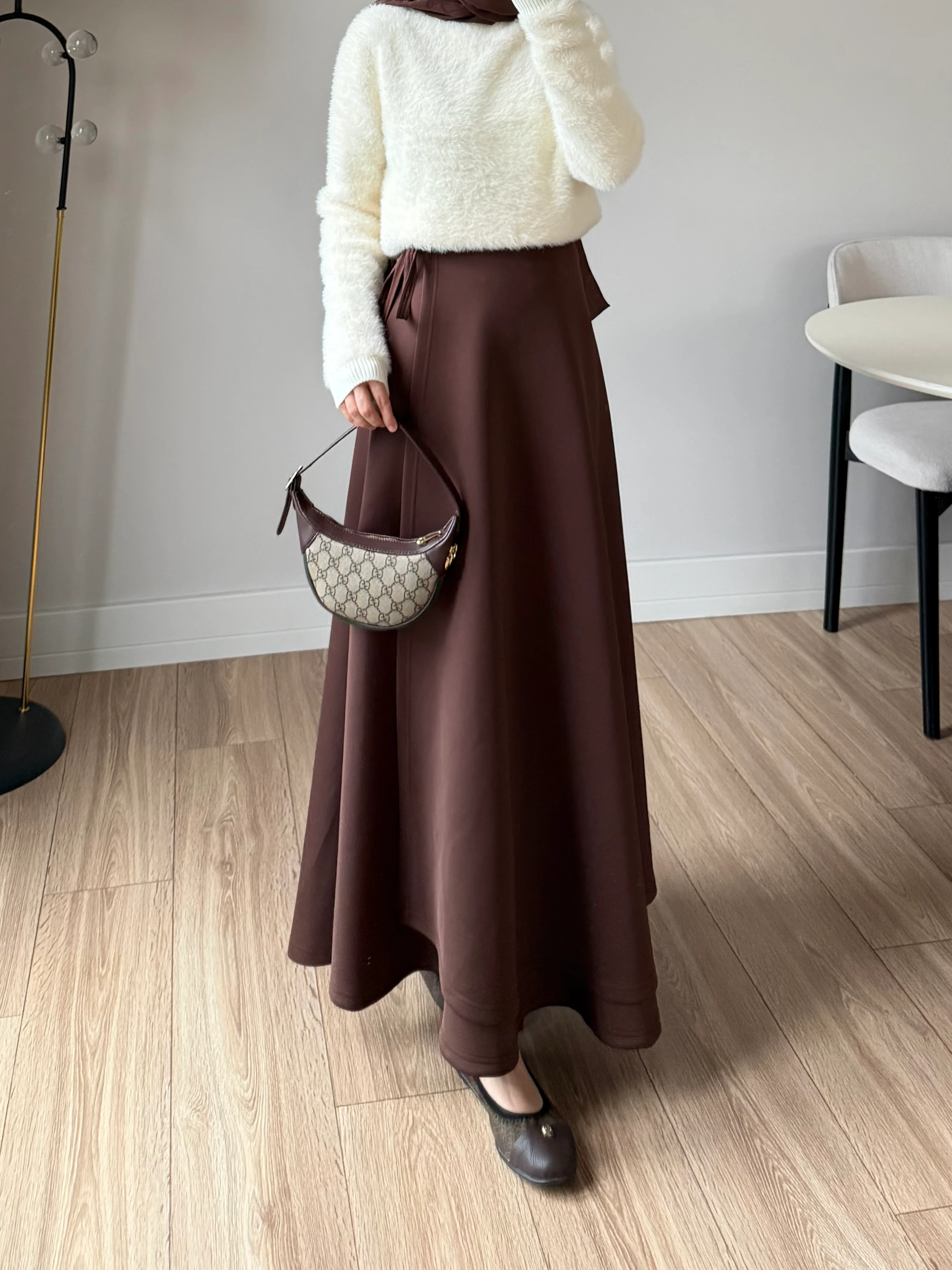 SECİTA BAĞLAMALI SCUBA ETEK KAHVE