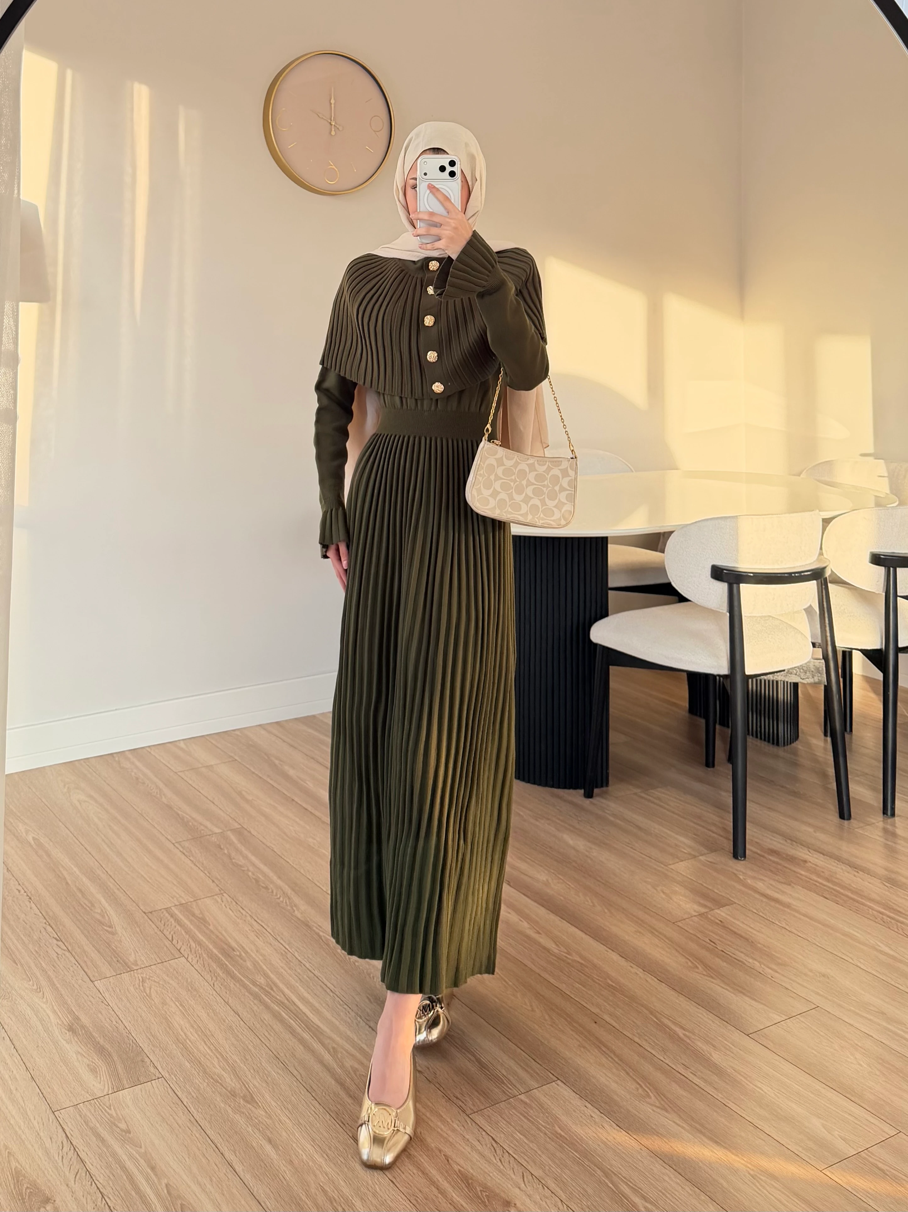 PELERİN DETAY ELBİSE HAKİ