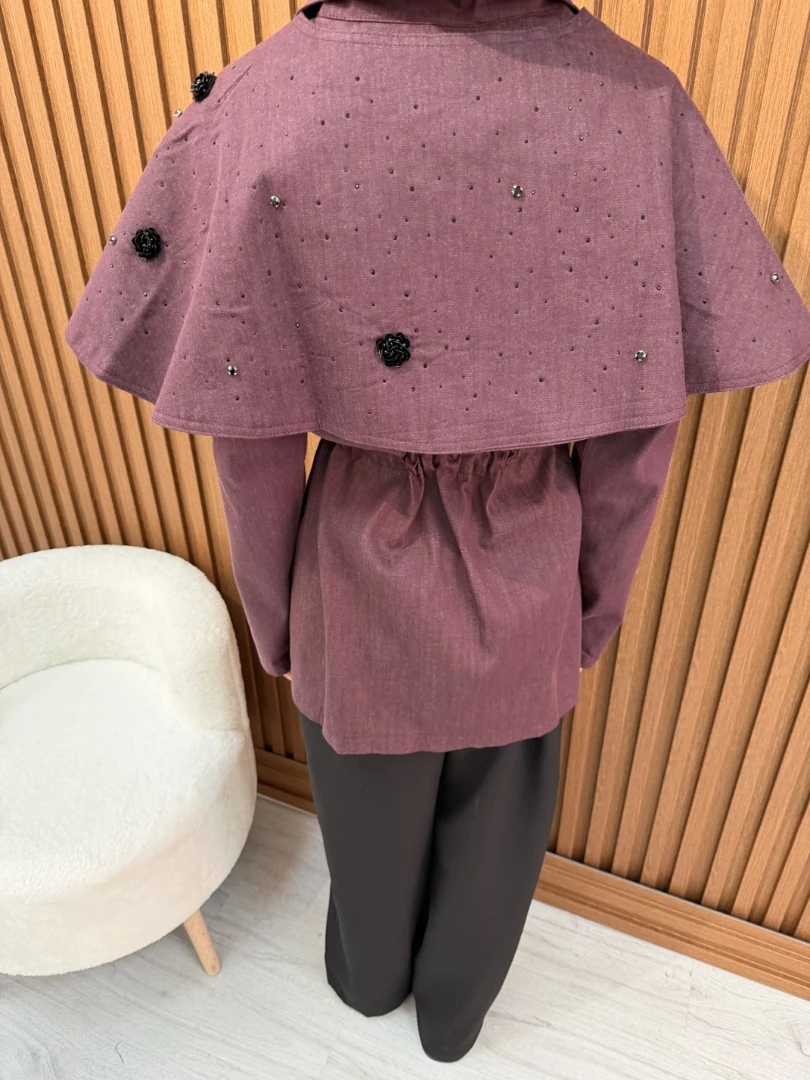 LOUNCH PELERİN DETAYLI CEKET MÜRDÜM