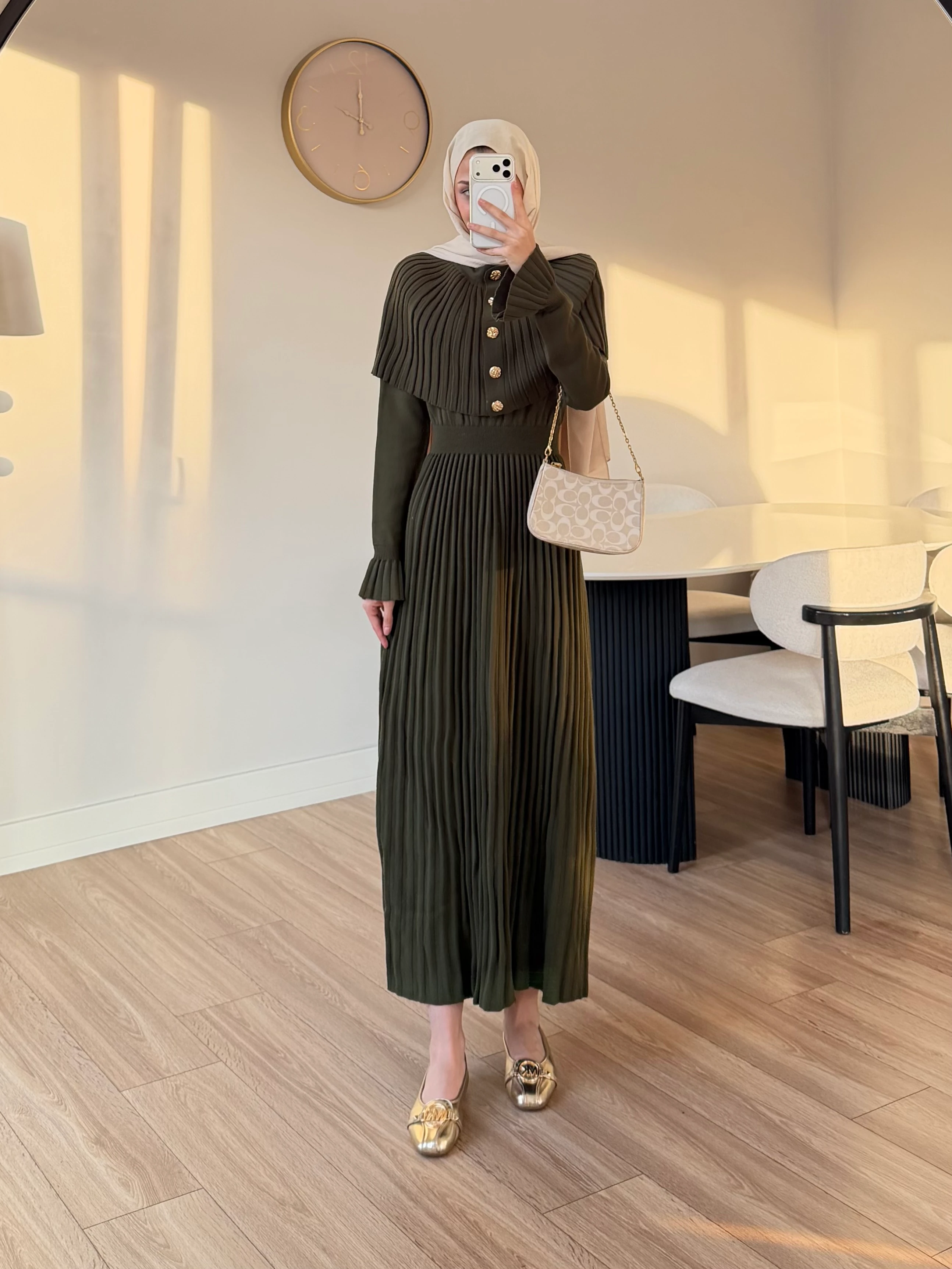 PELERİN DETAY ELBİSE HAKİ