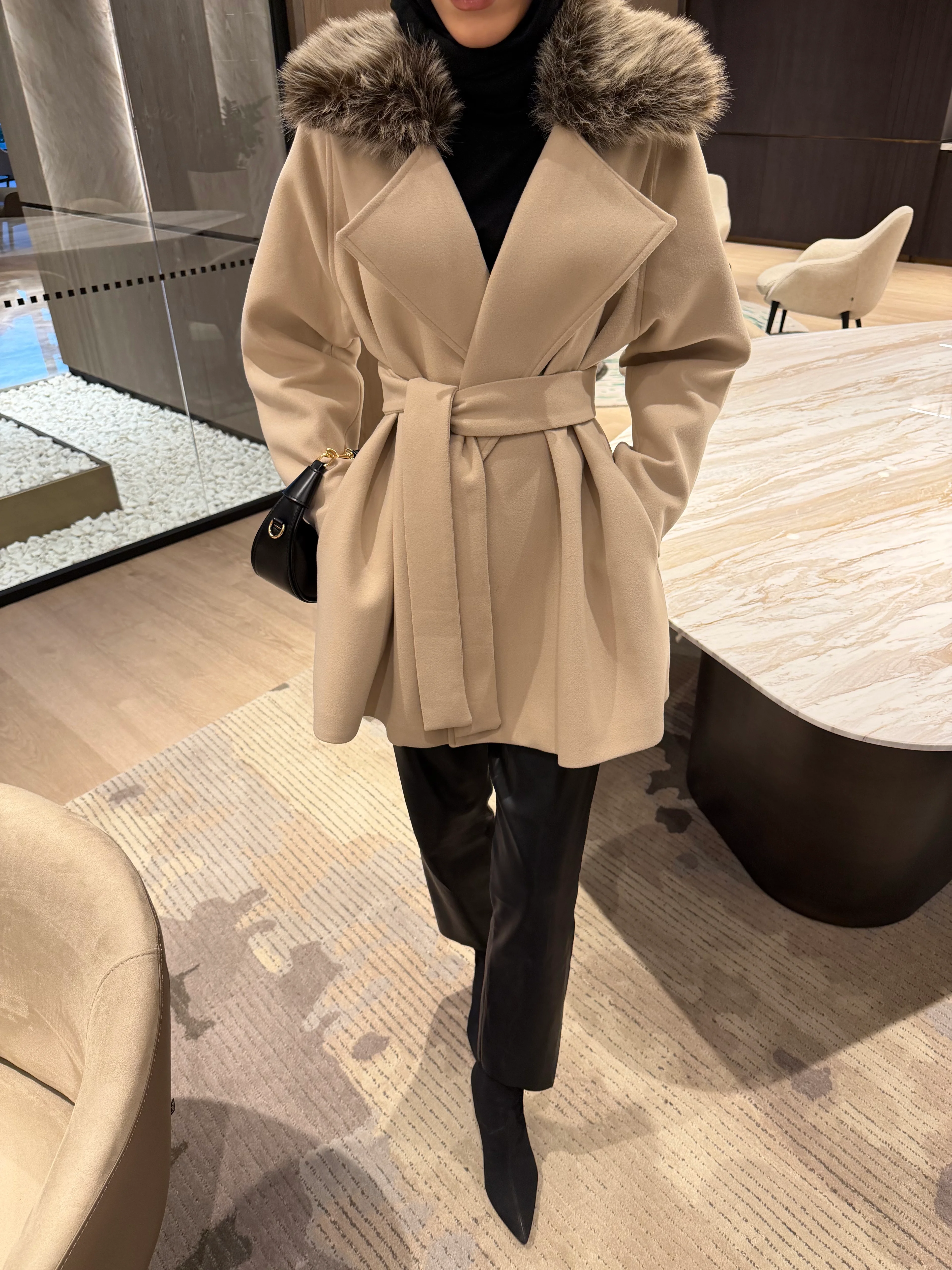 PREMİUM KÜRKLÜ KABAN BEJ