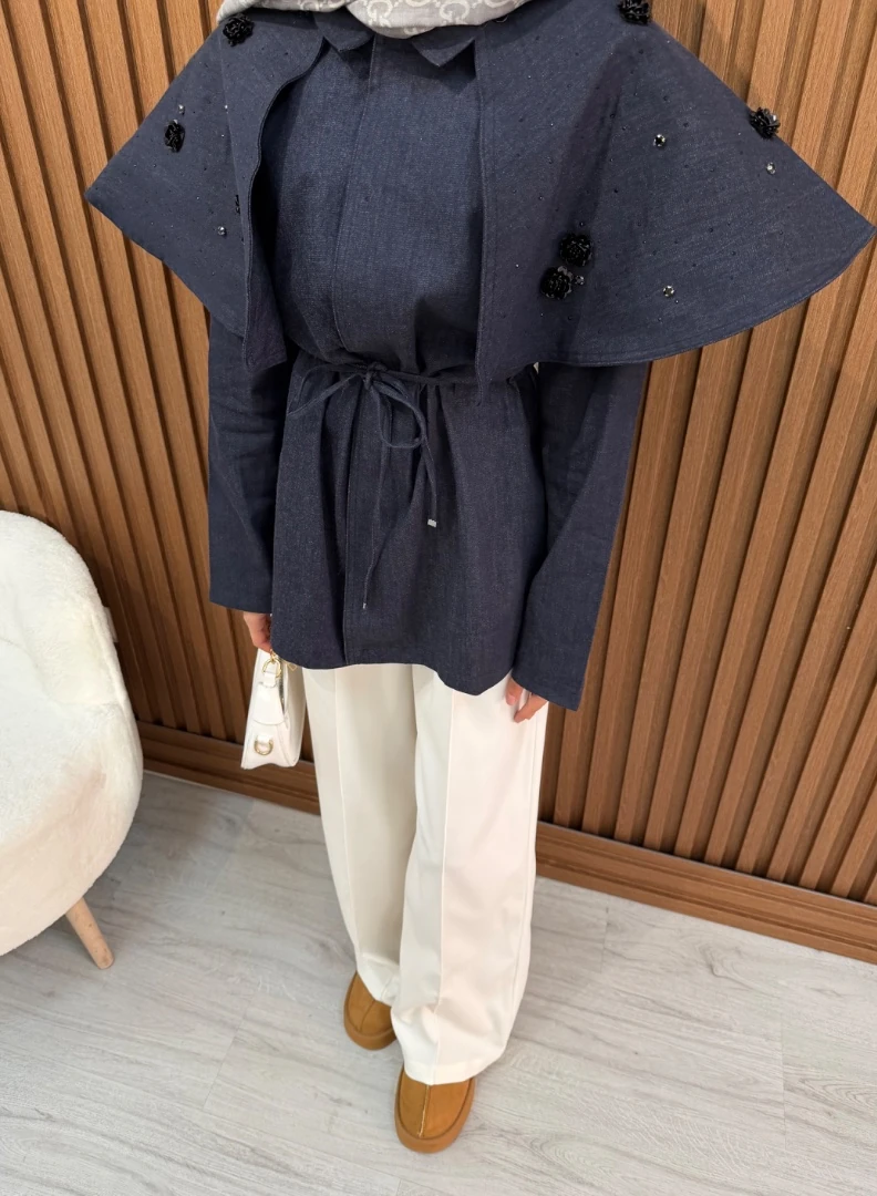 LOUNCH PELERİNLİ CEKET LACİVERT