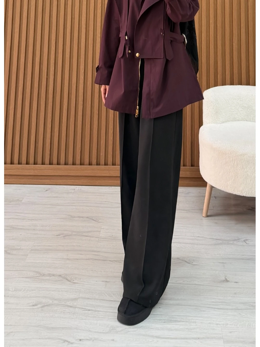 KREP PALAZZO PANTOLON SİYAH