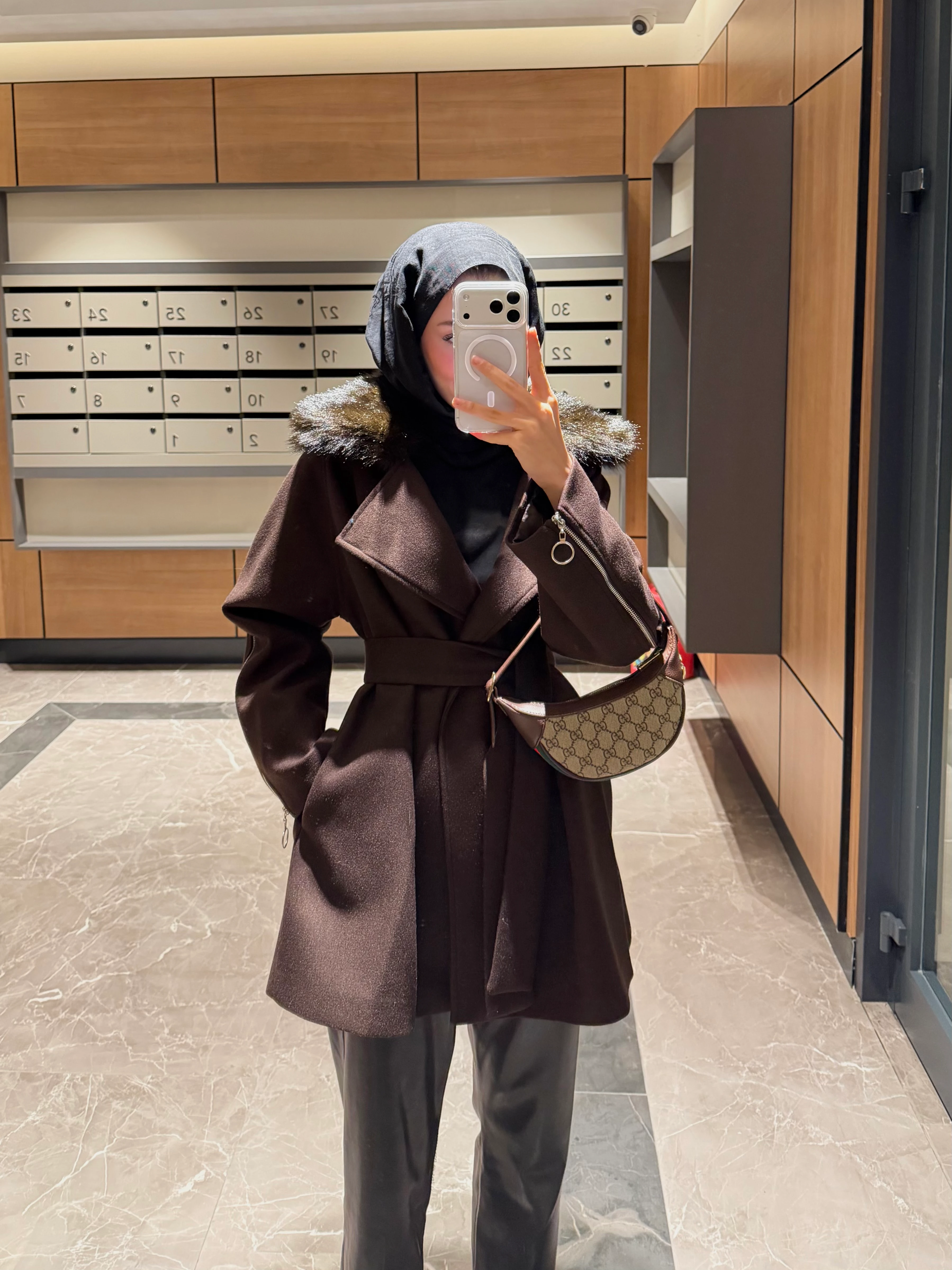 PREMİUM KÜRKLÜ KABAN KAHVE