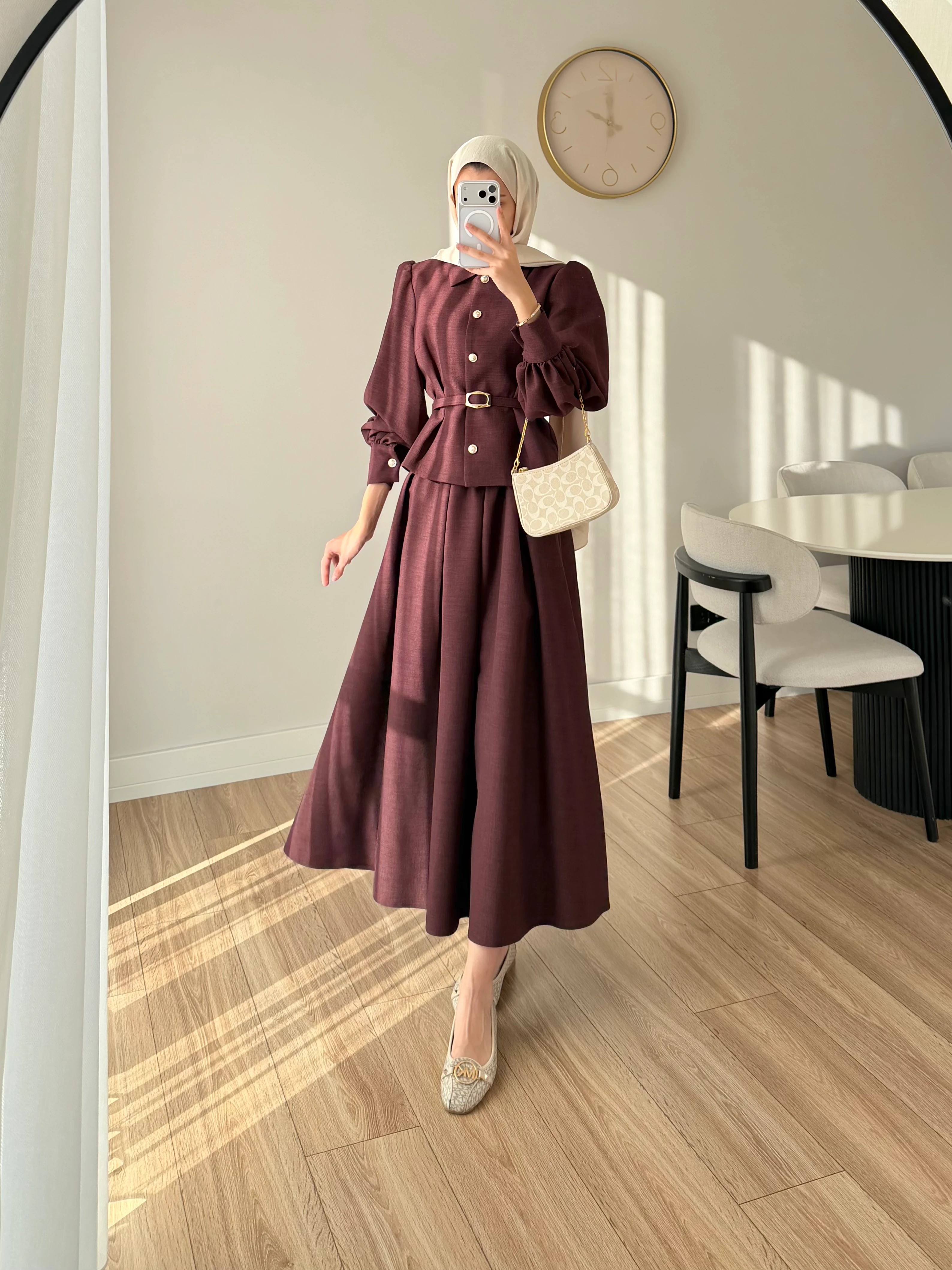 MENİSSA ETEKLİ TAKIM BORDO