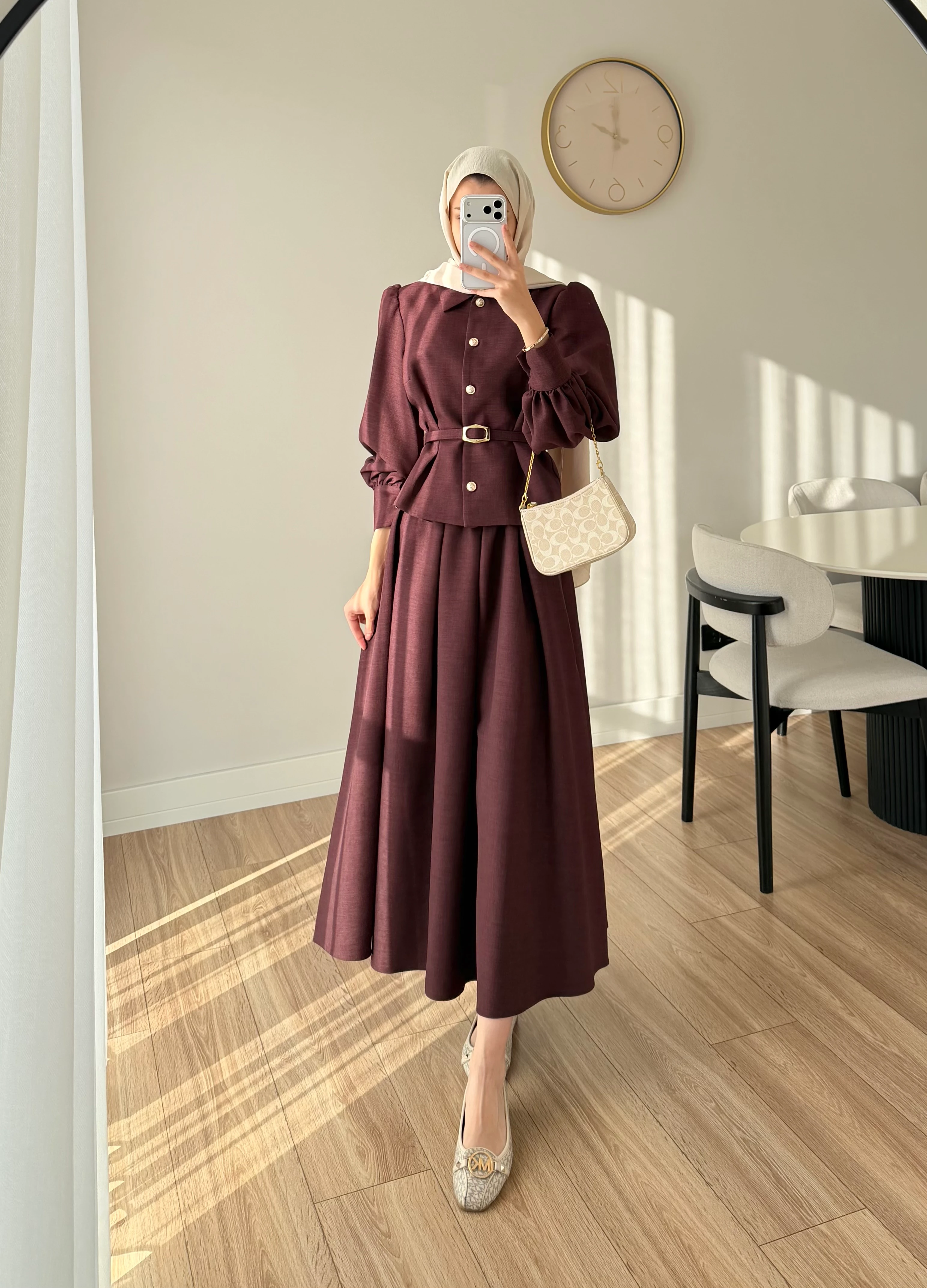 MENİSSA ETEKLİ TAKIM BORDO