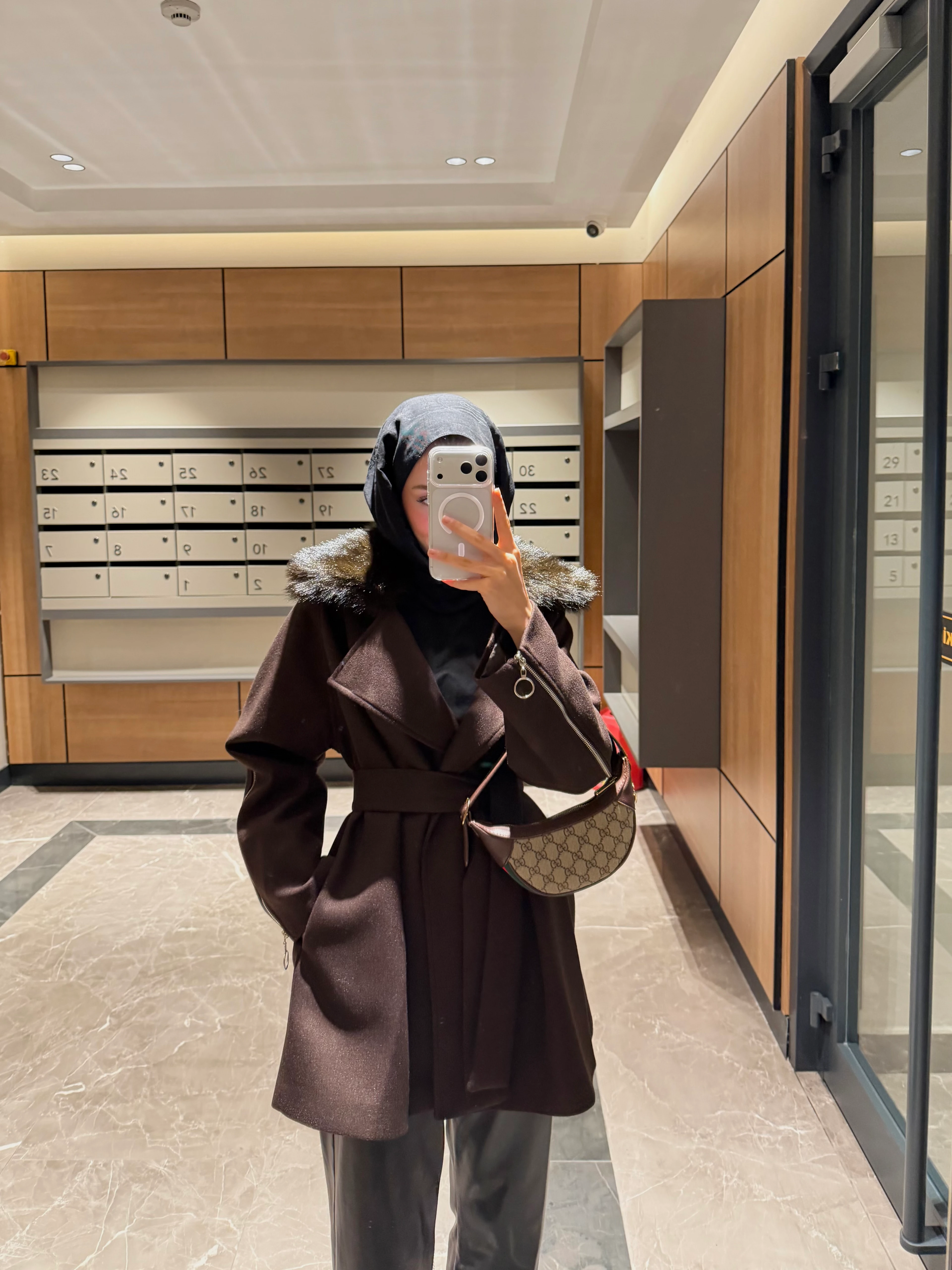 PREMİUM KÜRKLÜ KABAN KAHVE