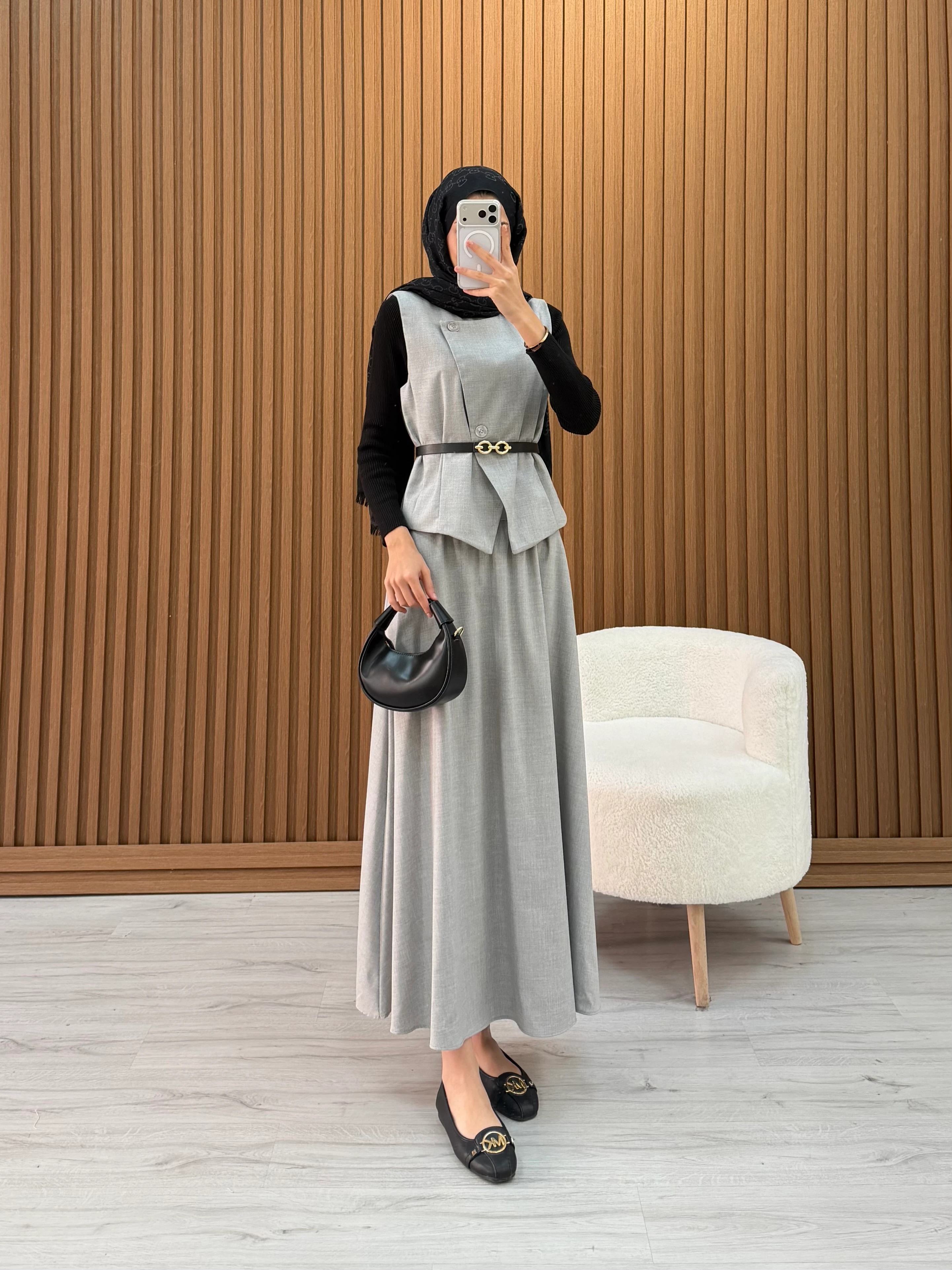 DENNY ETEKLİ TAKIM GRİ