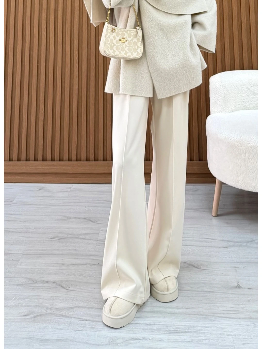 KREP PALAZZO PANTOLON BEJ