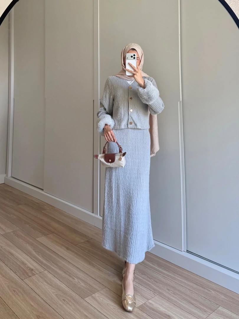 ANGORY ETEKLİ TAKIM GRİ