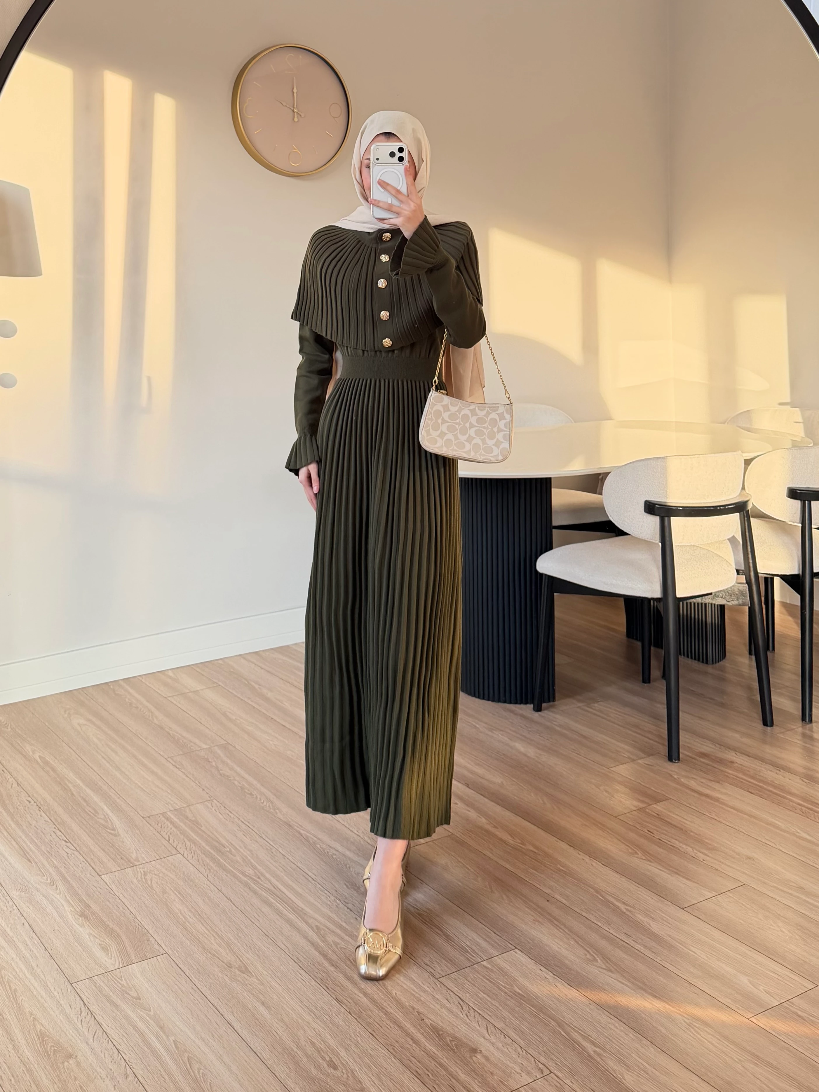 PELERİN DETAY ELBİSE HAKİ