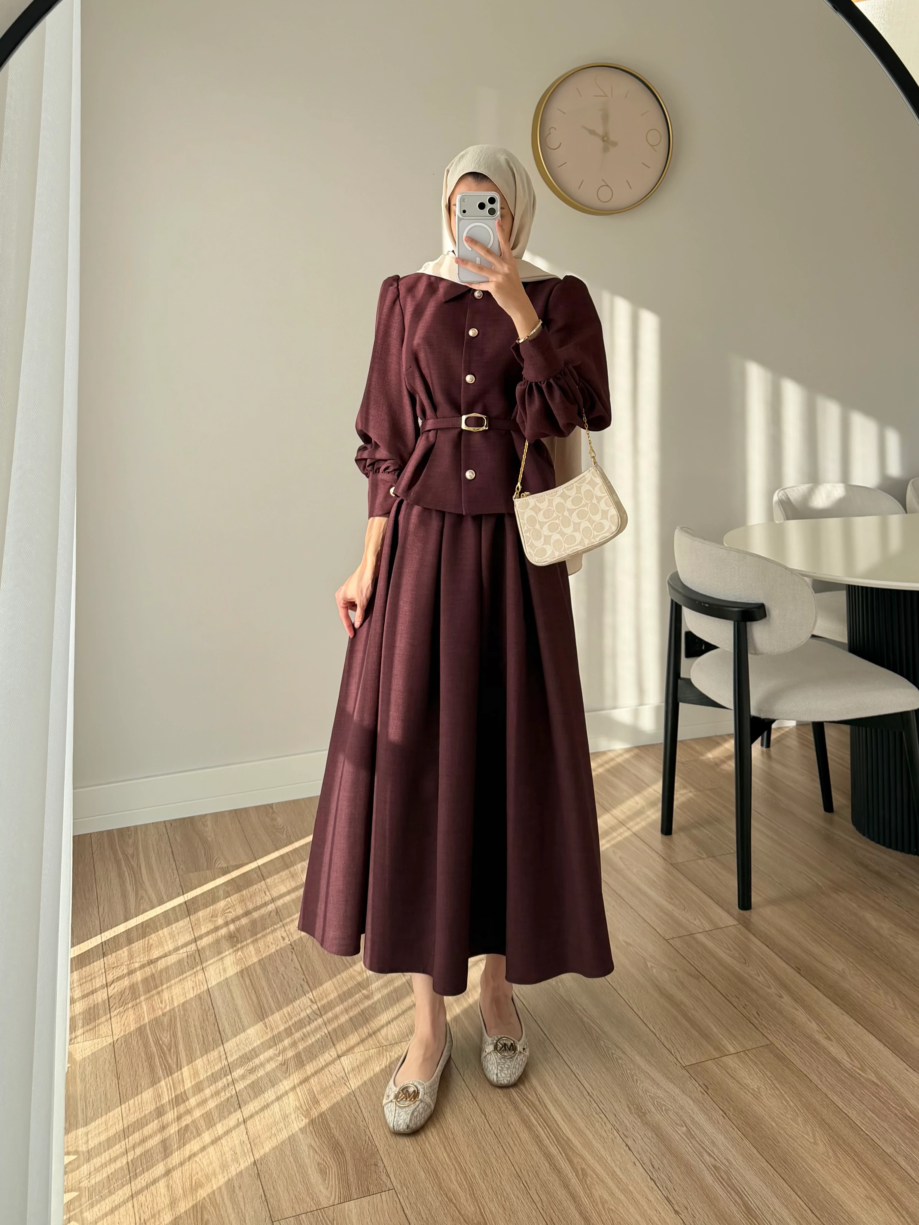 MENİSSA ETEKLİ TAKIM BORDO