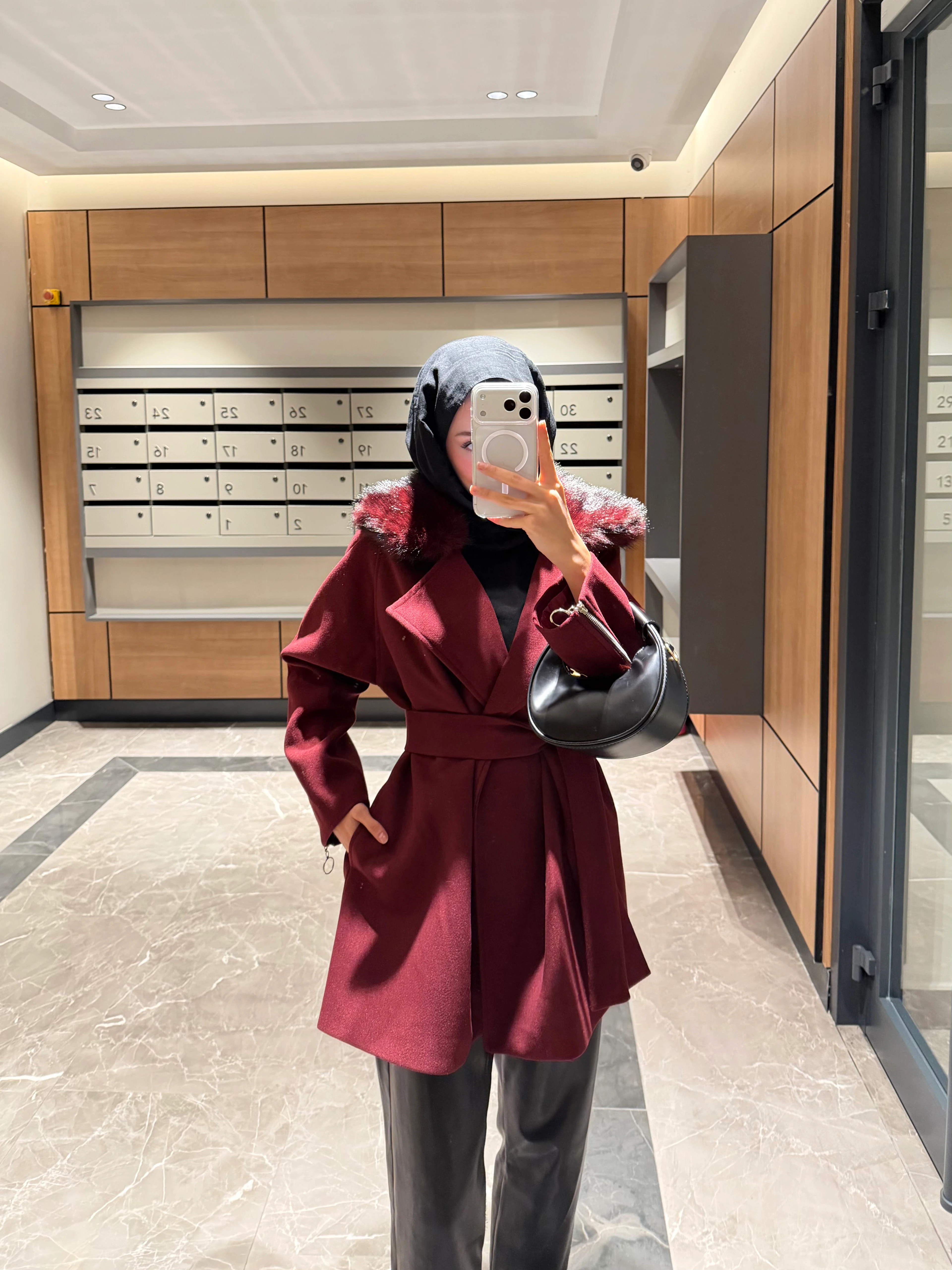 PREMİUM KÜRKLÜ KABAN BORDO