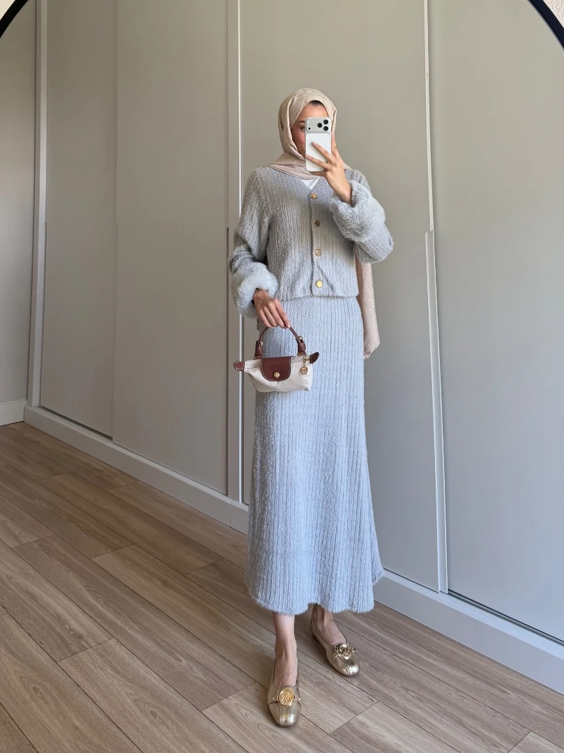 ANGORY ETEKLİ TAKIM GRİ