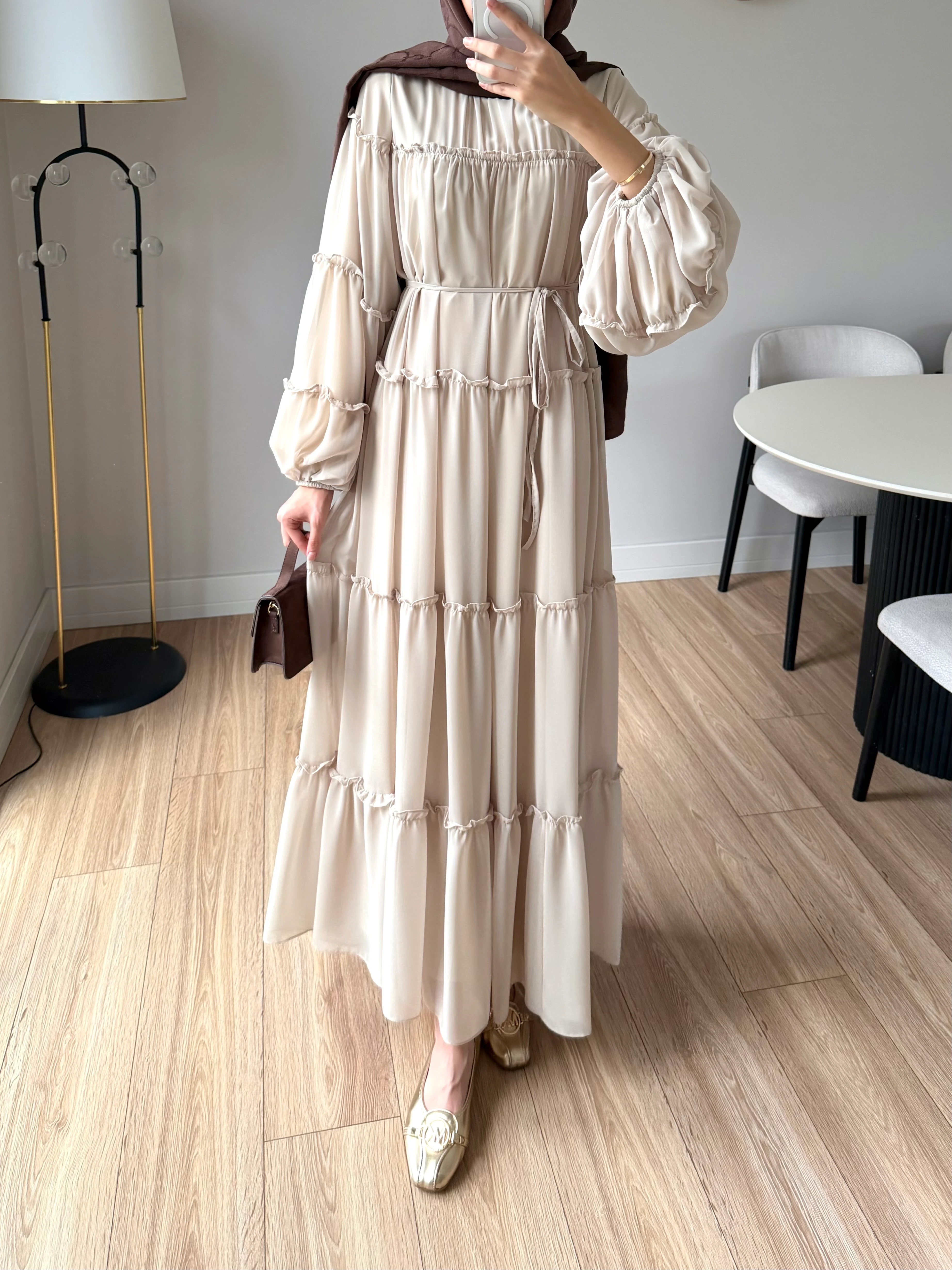 ADRİENNE ELBİSE BEJ