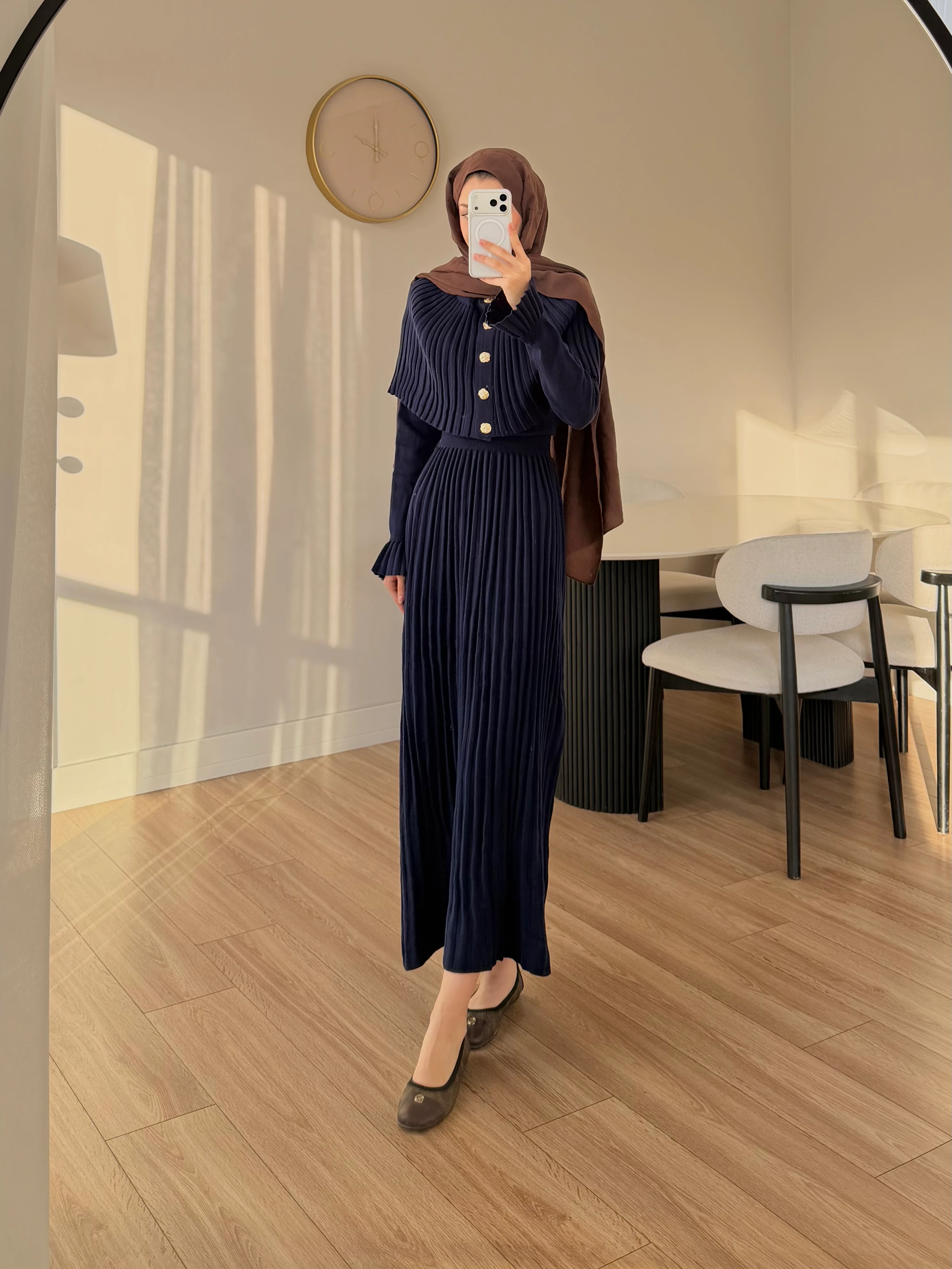 PELERİN DETAY ELBİSE LACİVERT