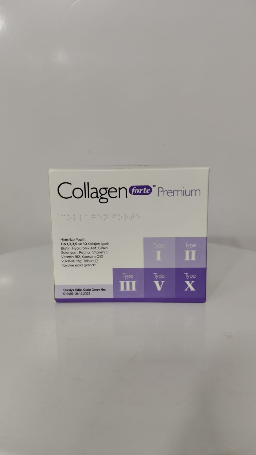 Collagen fort premium tip 1,2,3,4,5, ve 10 vitamin içeren tablet