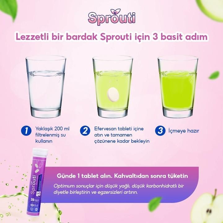 Sprouti L-karnitin efervesan kilo verdirici suda eriyen tablet