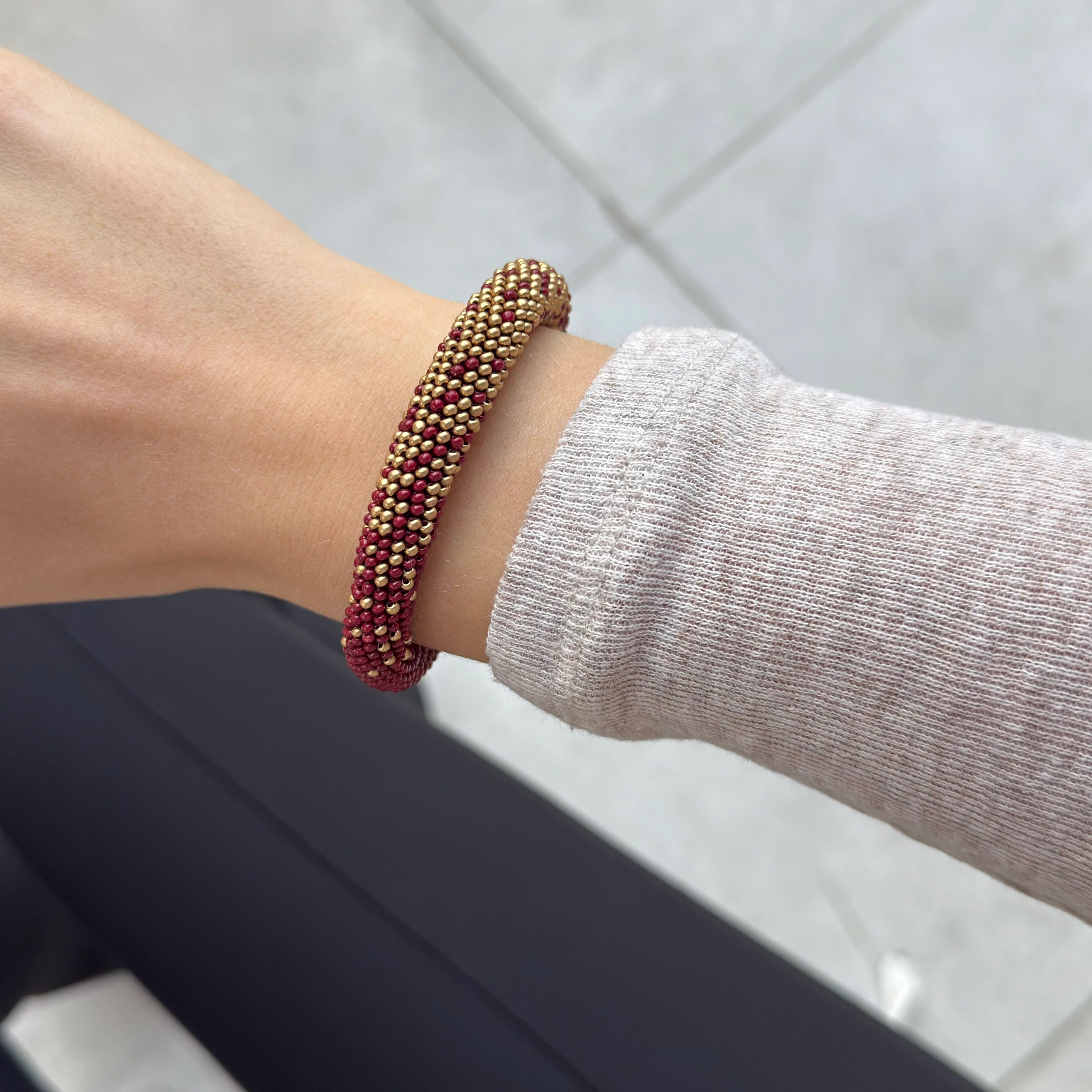 Bordo Kum Boncuk Bileklik