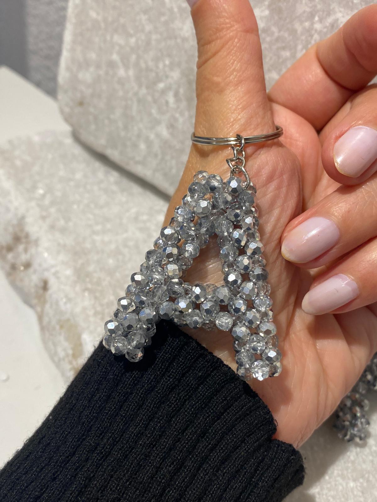 Gümüş Renk Kristal Anahtarlık