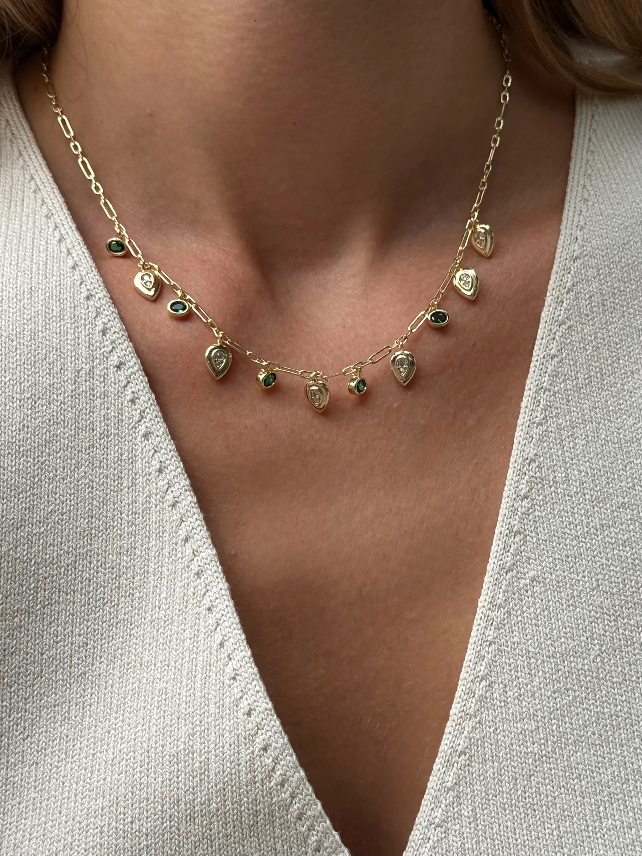 Renkli Taşlı Tasarım Kolye