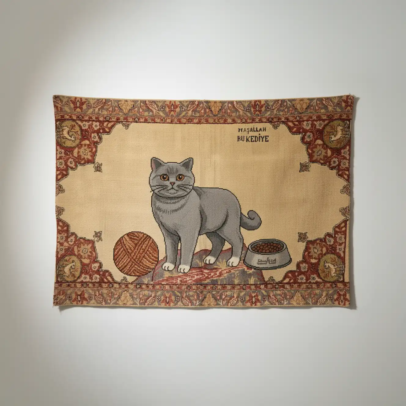 Maşallah Bu Kediye Duvar Halısı