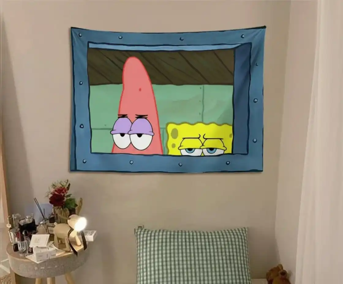 Süngerbob ve Patrick Pencere Duvar Örtüsü - Duvar Örtüsü