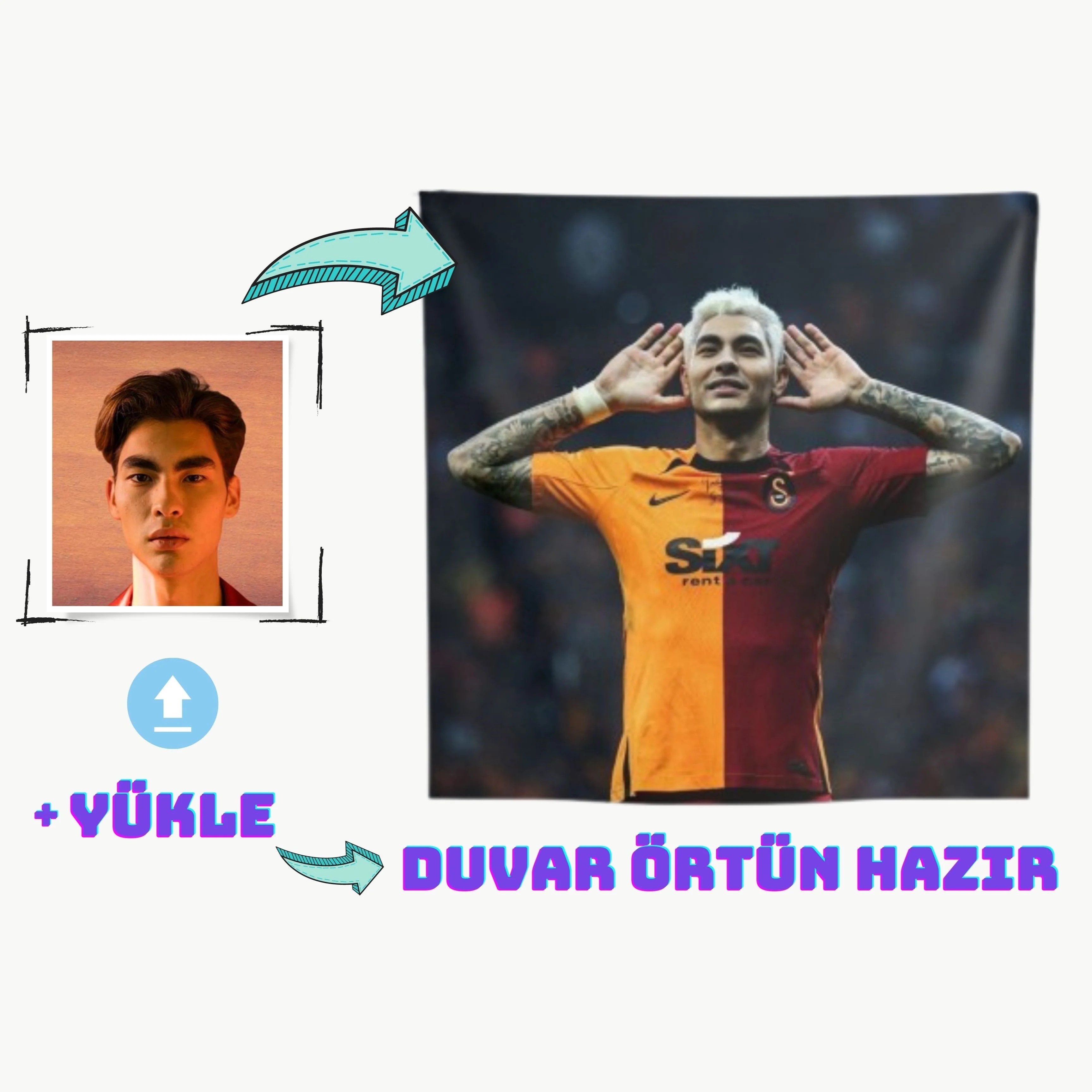 Mauro Icardi Yüz Dönüştürme Duvar Örtüsü, Duvar Halısı