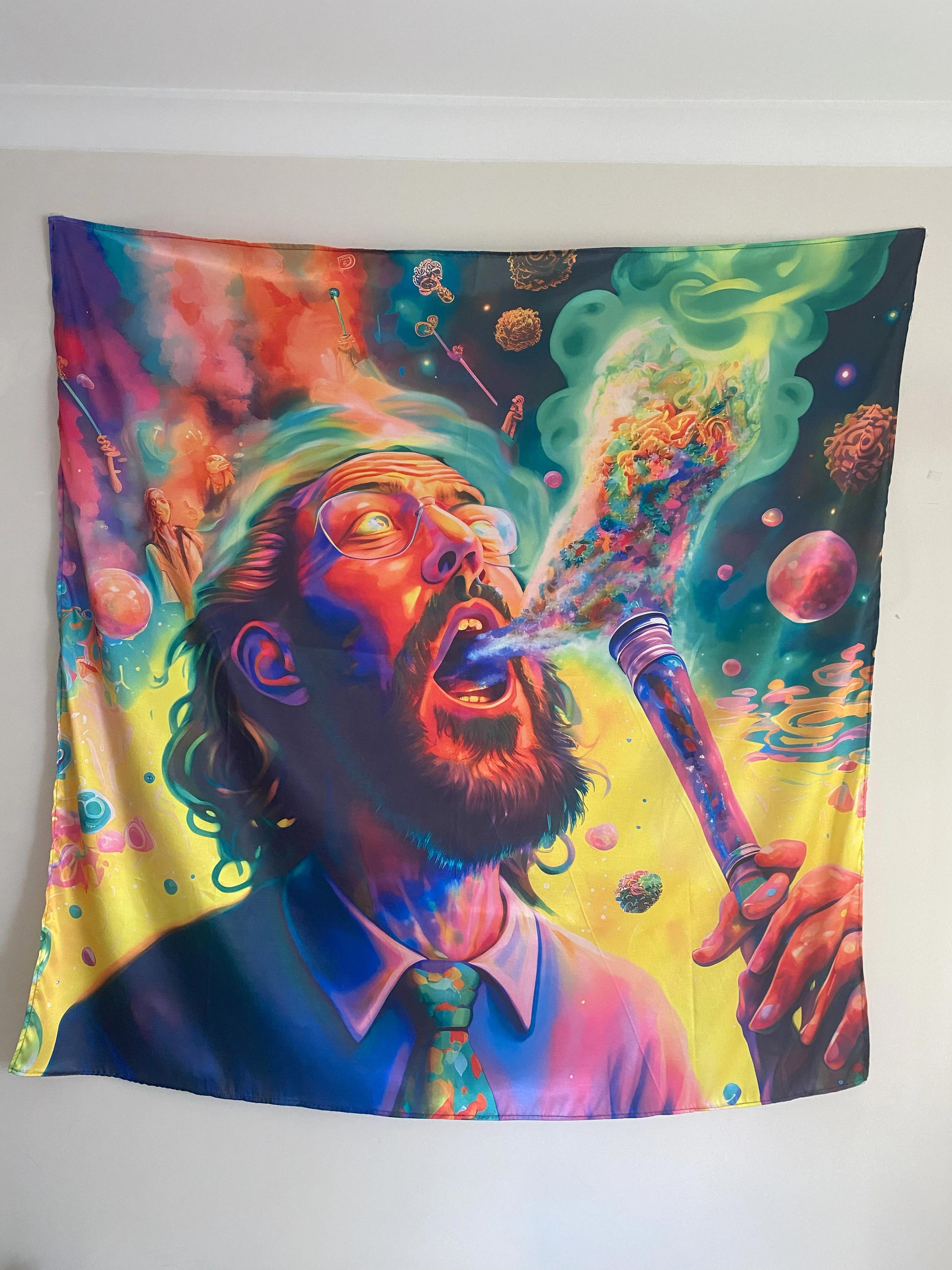 Smoking Bong Psychedelic Duvar Örtüsü