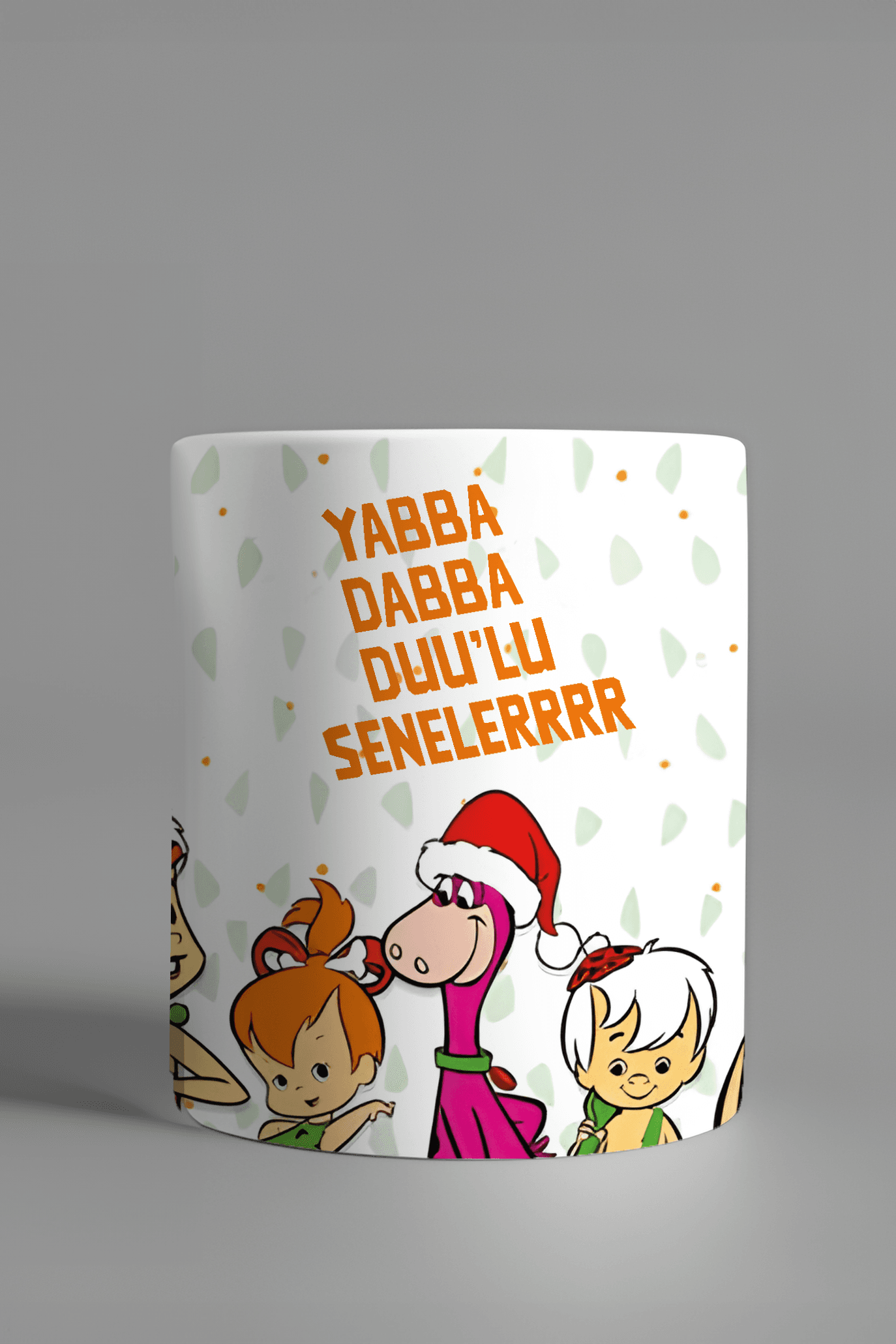 Taş Devri Full Baskılı Yılbaşı Porselen Kupa Bardak