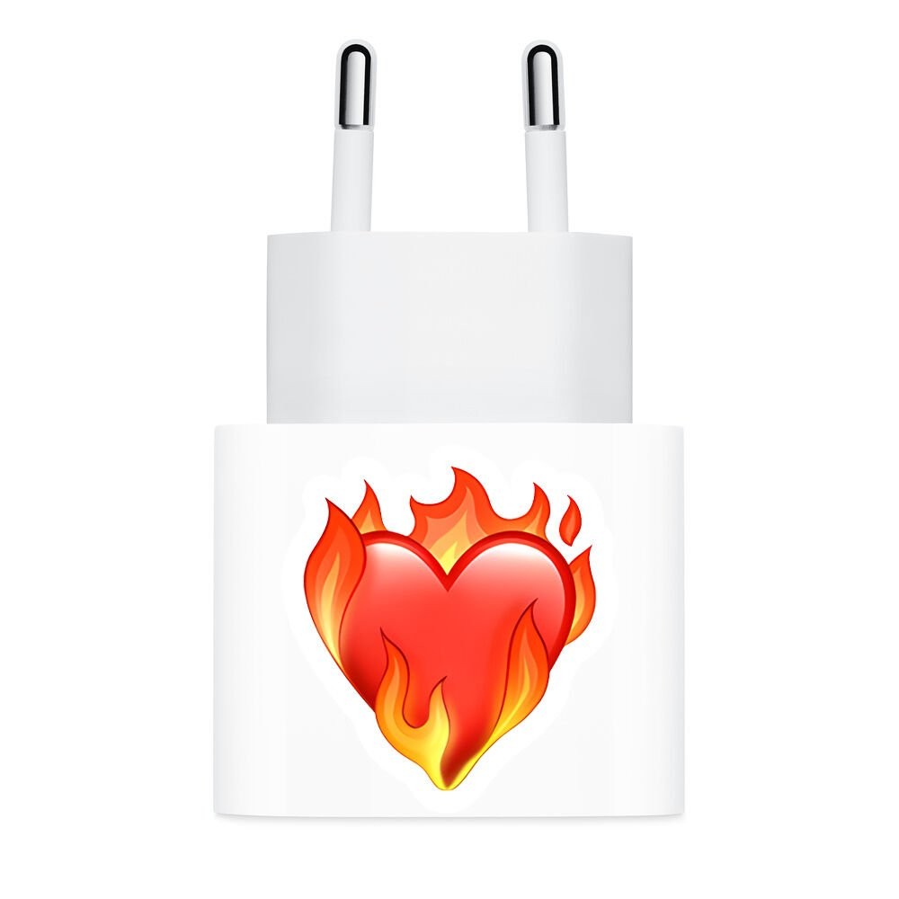 Şarj Aleti Kaplaması - Alev Kalp Emoji