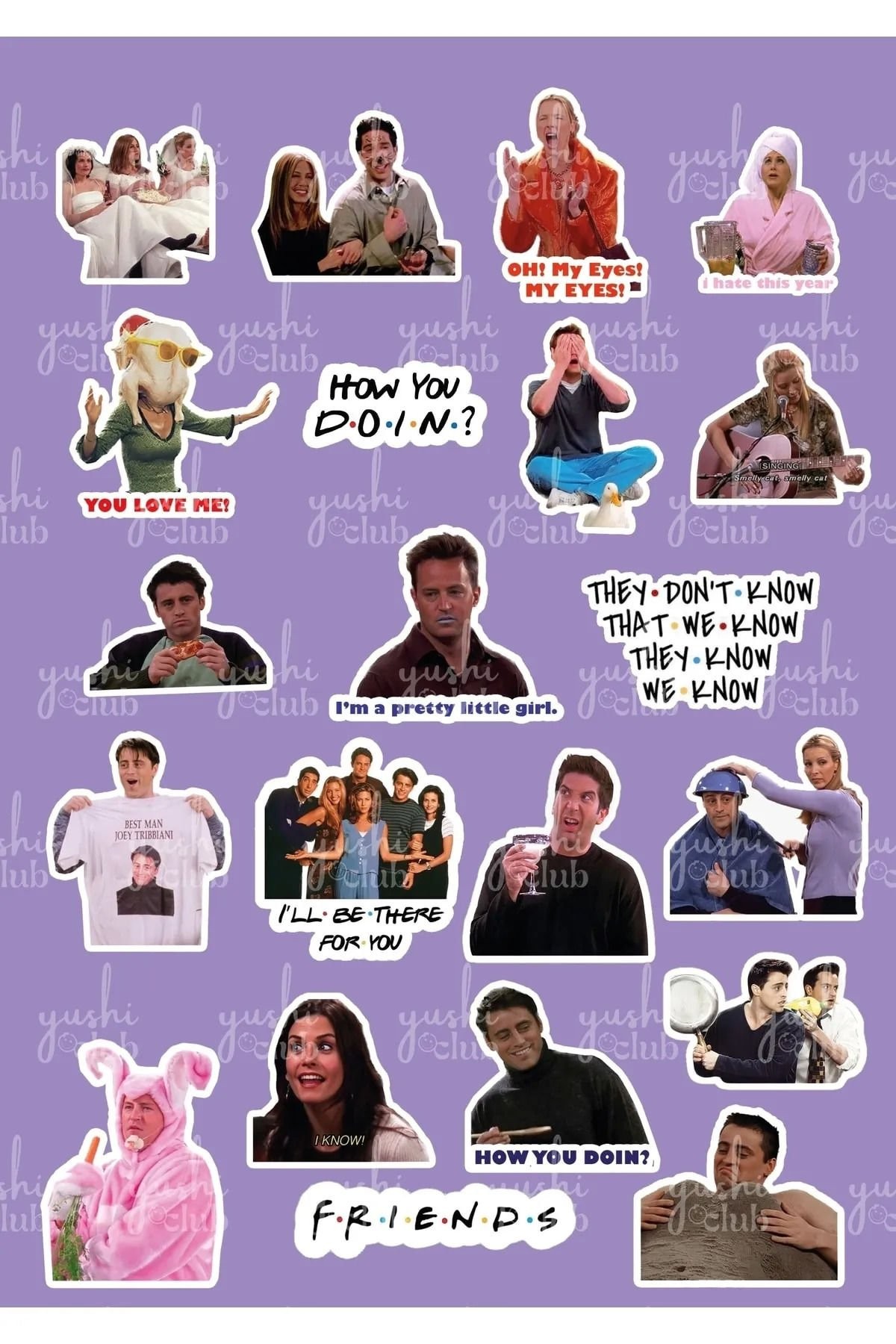 Yeni Friends 21'li Laptop Telefon Defter Laptop Notebook Tablet Sticker Paketi