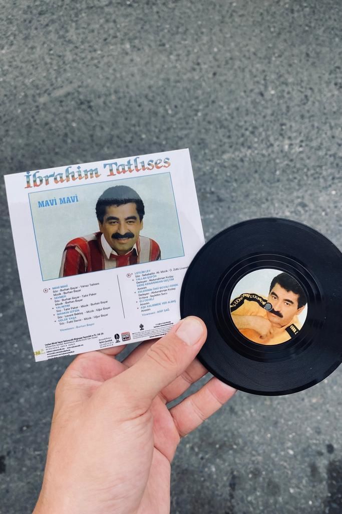 İbrahim Tatlıses Mavi Mini Dekoratif Plak Bardak Altlığı Magnet