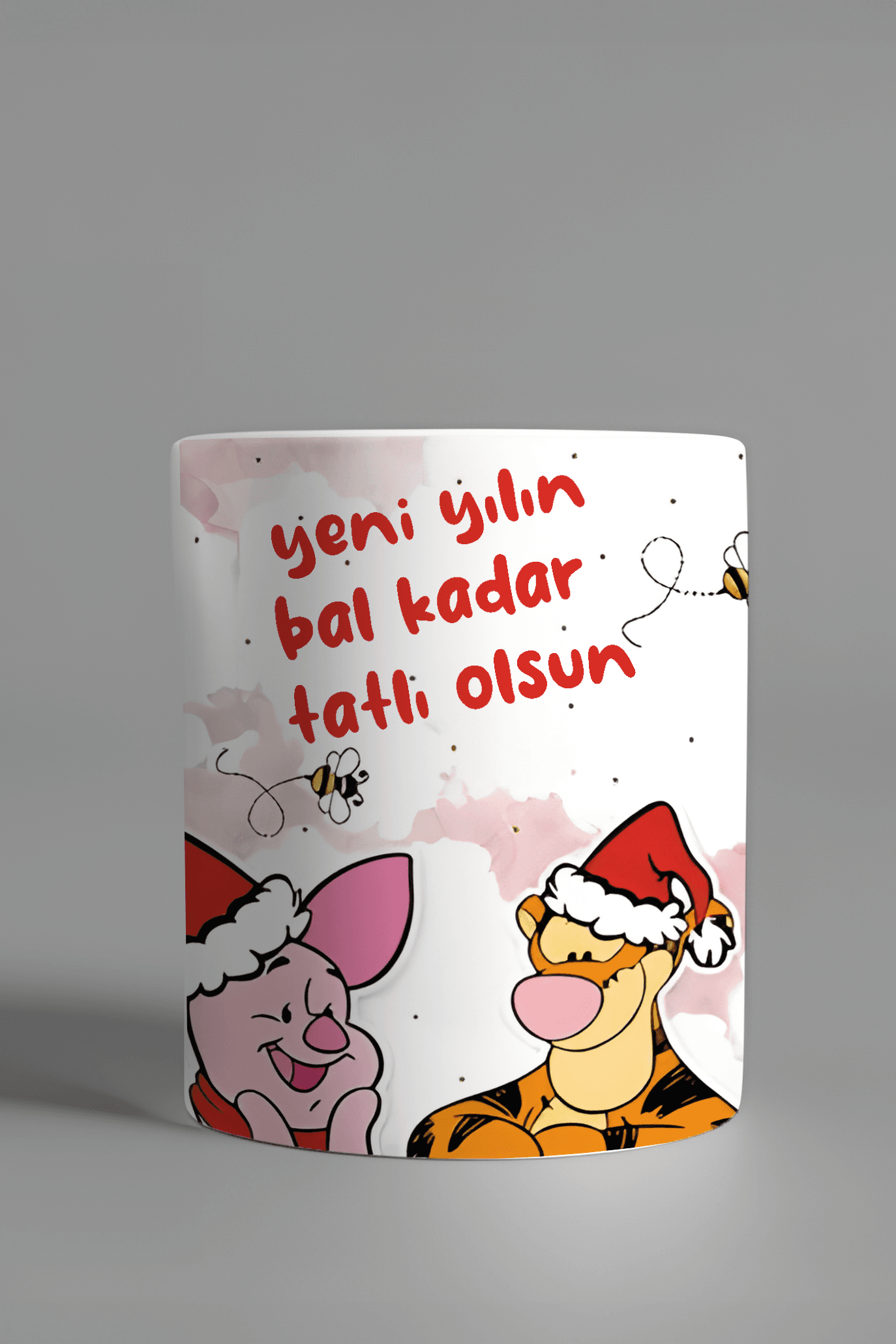 Winnie The Pooh Full Baskılı Yılbaşı Porselen Kupa Bardak