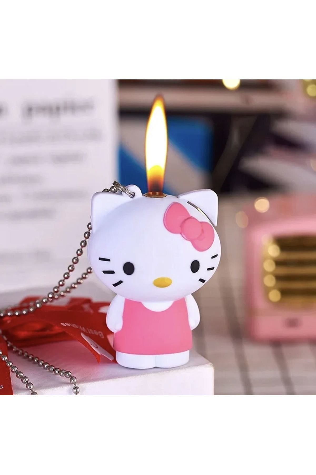 Hello Kitty 3D Pembe Çakmak Anahtarlık