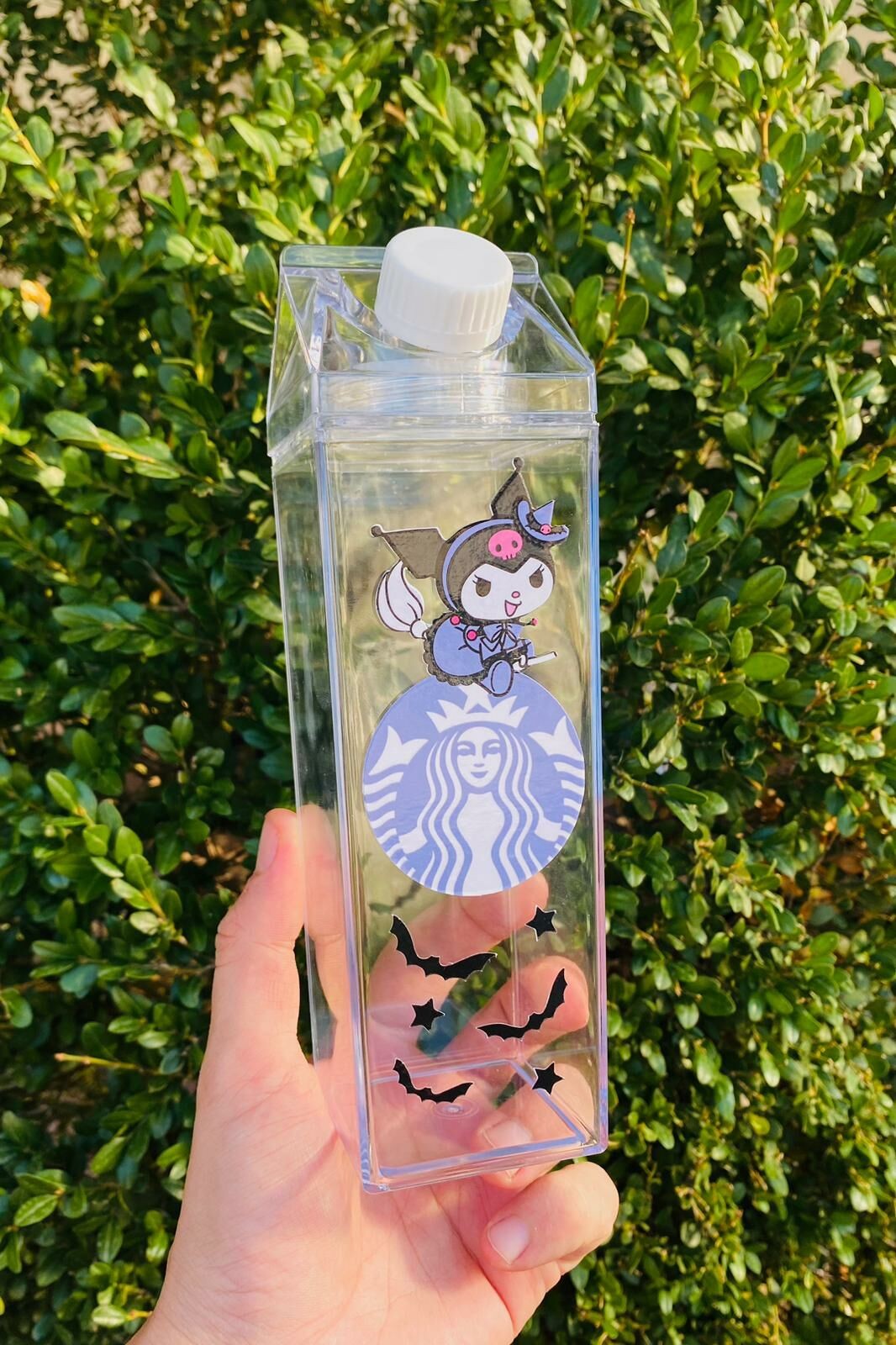 Halloween Kuromi Starbucks Süt Kutusu Tasarımlı 500ml Mika Matara Suluk