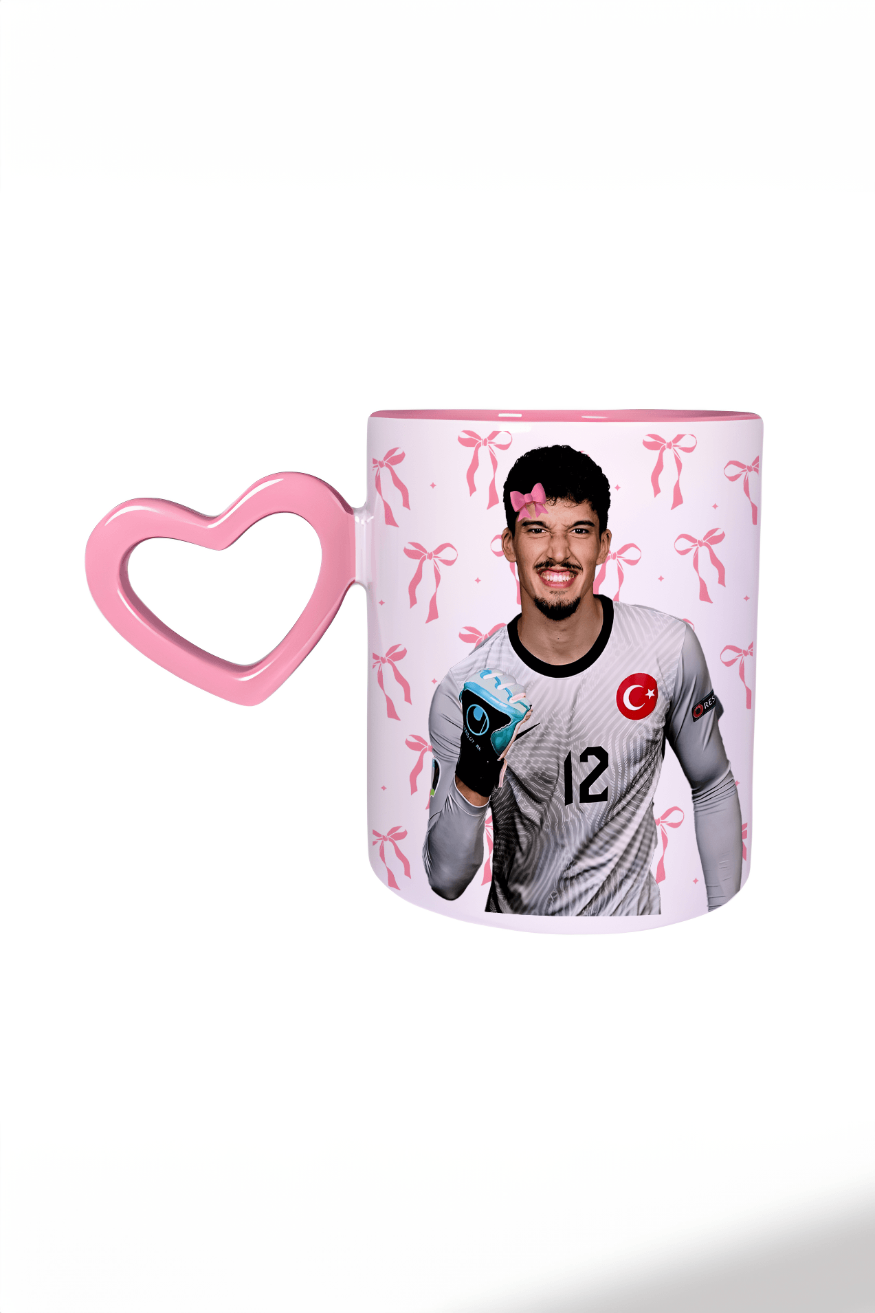 Altay Bayındır Kalpli Kulplu Pembe Kupa Bardak