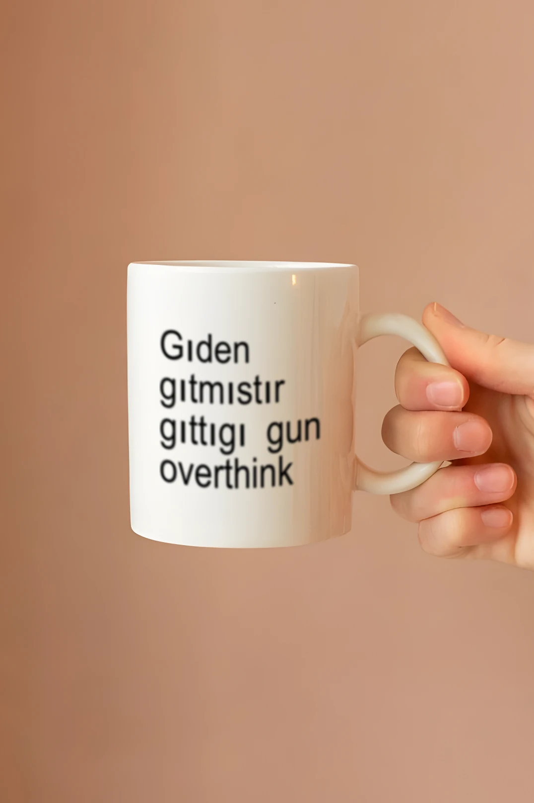 Giden Gitmiştir Overthink Beyaz Porselen Kupa Bardak
